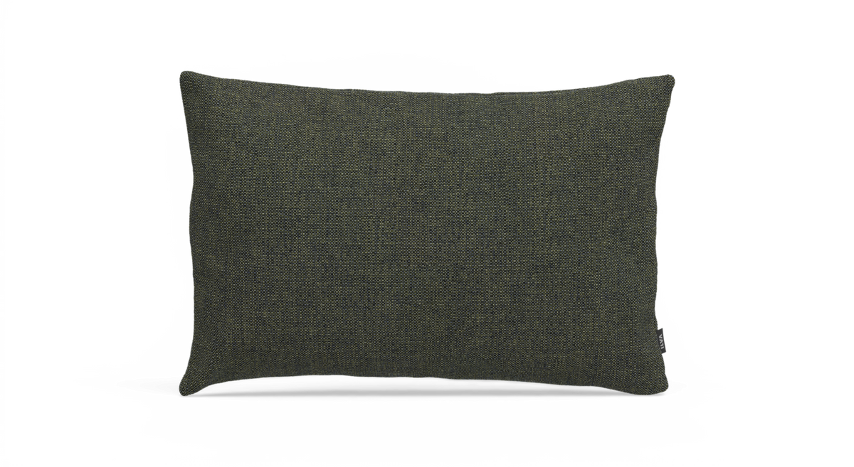 Mörkgrön kvadratisk kudde med vävd textur