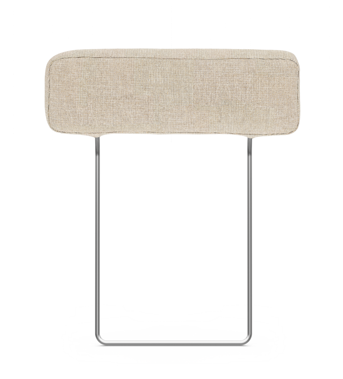 Beige stoppat nackstöd med metallben, frilagt på vit bakgrund.