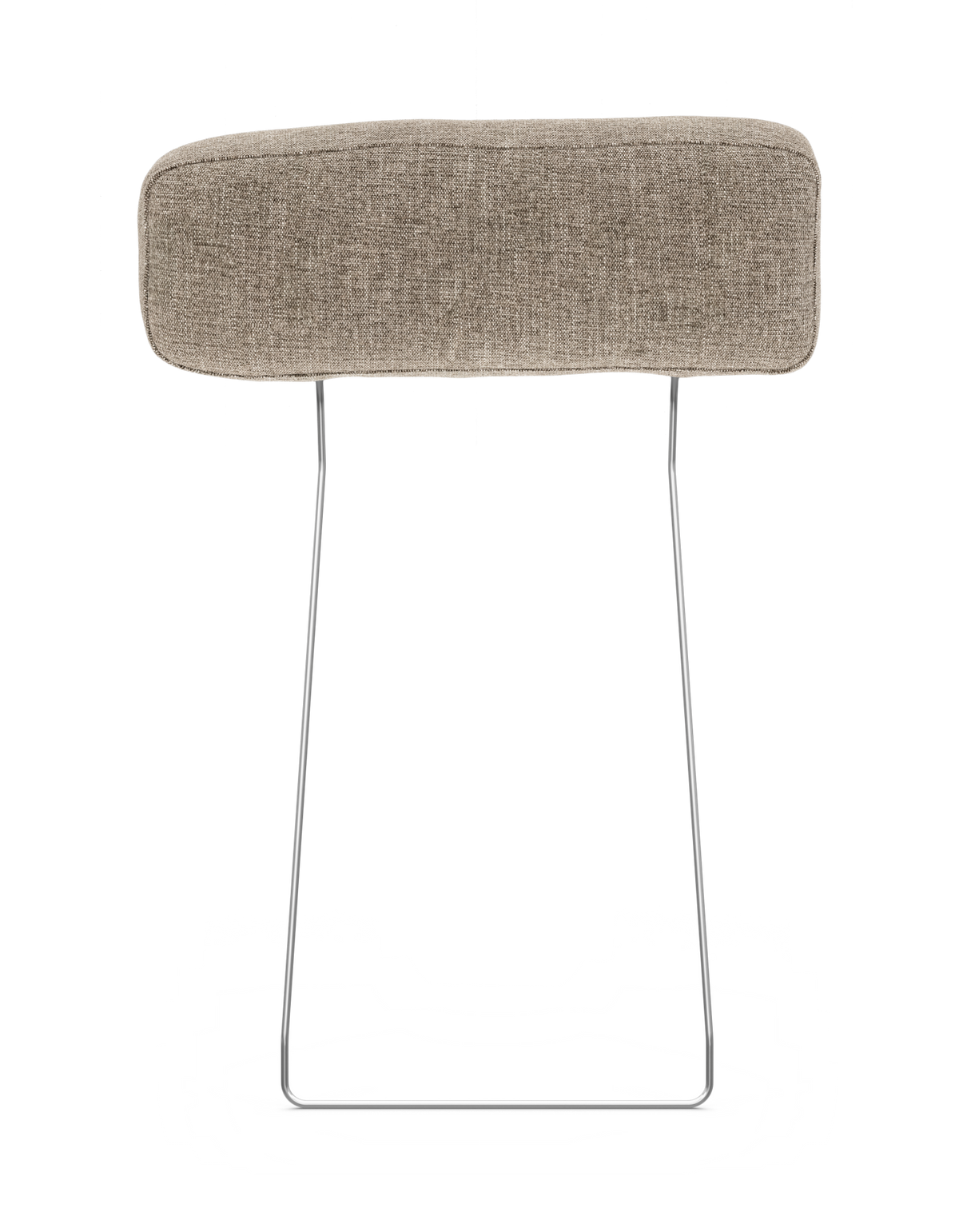 Beige textilnackstöd med metallstativ, produktbild framifrån på vit bakgrund.