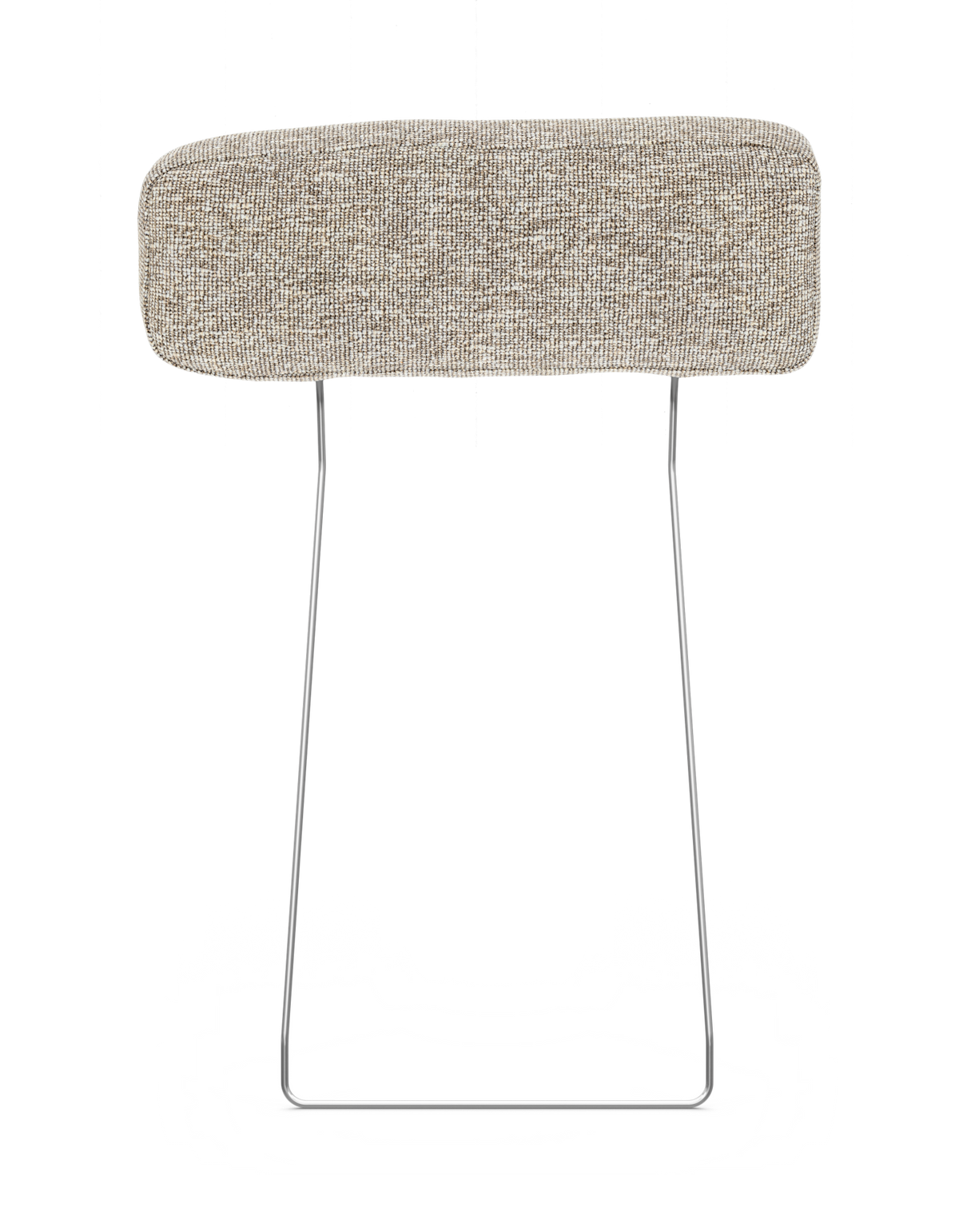 Avtagbart nackstöd i beige textil med kromade metallben, frilagd på vit bakgrund.