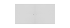 Två runda, grå skivor mot svart bakgrund, symmetriskt placerade med mycket tom yta.