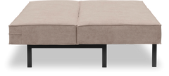 Beige dagbädd/bänk med svarta metallben, vy framifrån.