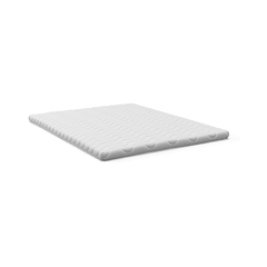 Vit bäddmadrass (topper) med vågig quiltning på vit bakgrund.