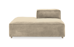 Beige modulsoffa med ryggstöd på höger sida, frilagd produktbild.