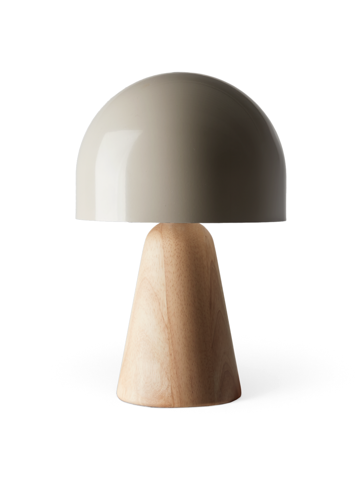 Mörk cylindrisk form med sned rundad topp mot svart bakgrund, centrerad.