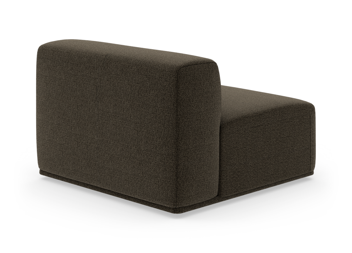 Mörkbrun modulsoffa med ryggstöd i textil, frilagd produktbild.