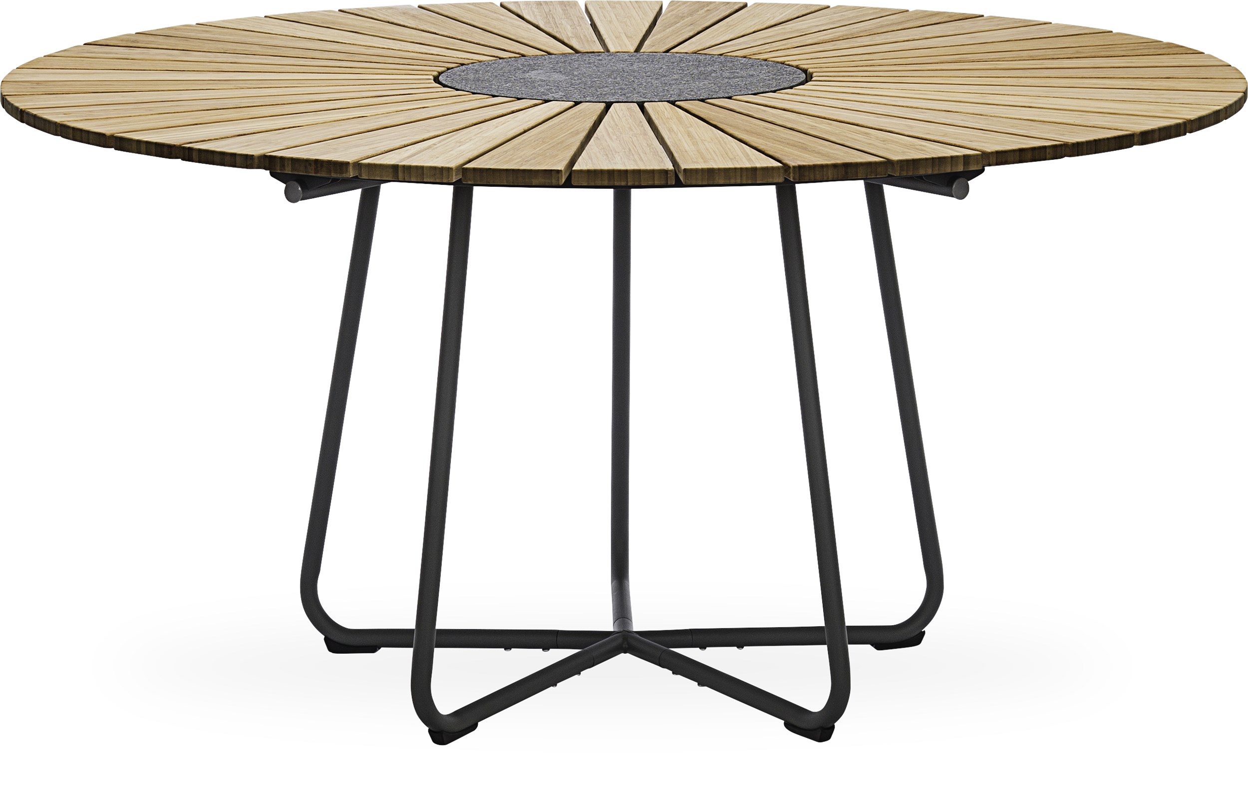 Circle Trädgårdsbord 150 x 74,5 cm - Oljebehandlad bambu, granit i mitten och stomme i stålgrå metall