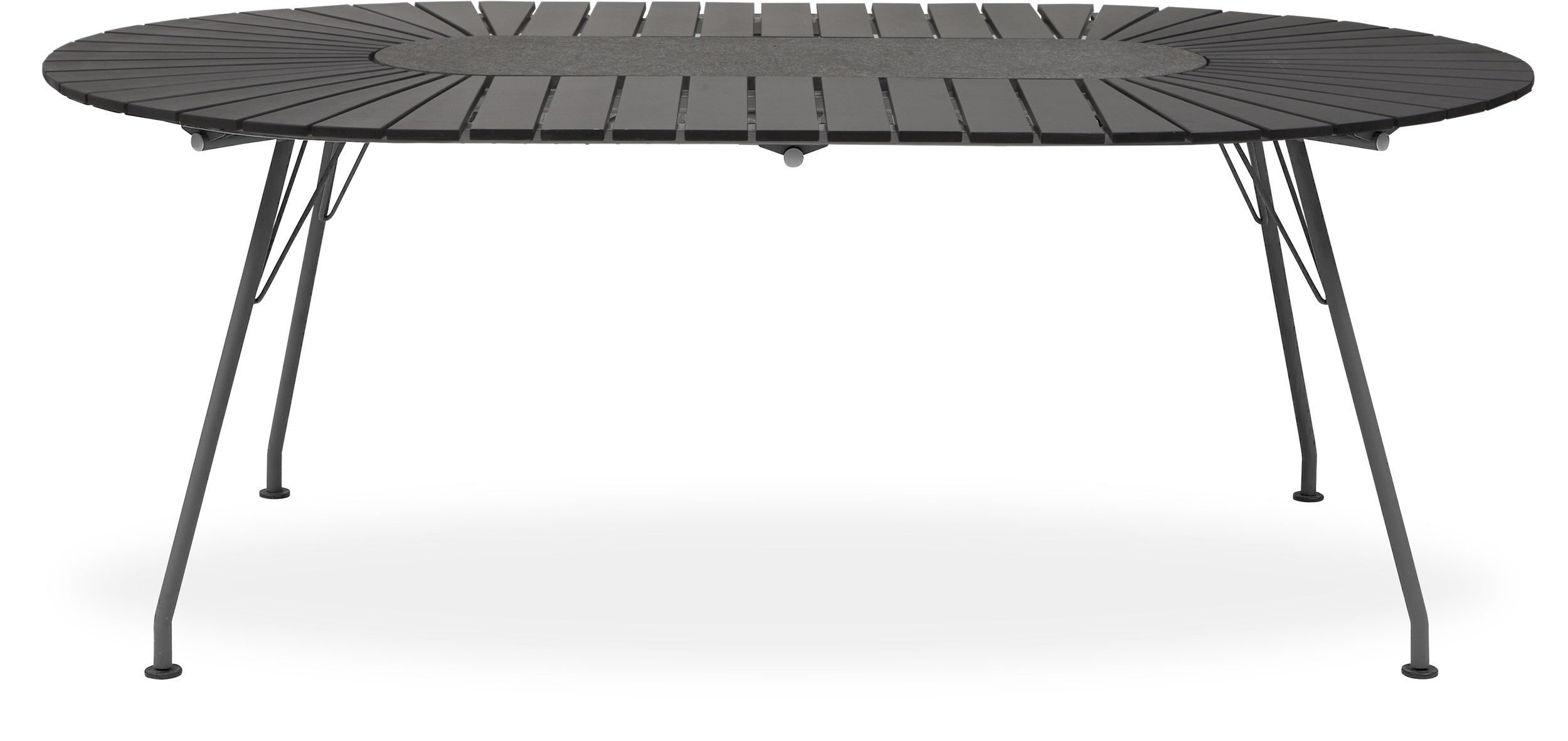 Eclipse Trädgårdsbord 200 x 110 x 74 cm - Svart polywood, granit i mitten och stomme i stålgrå metall