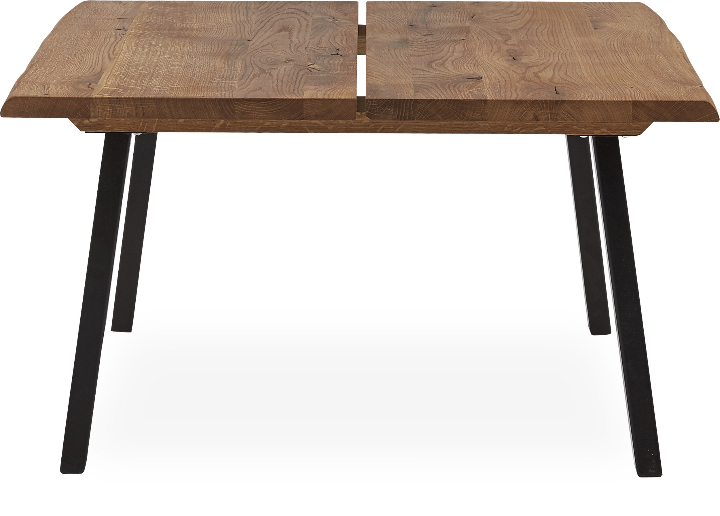 True Soffbord 80 x 45 x 80 cm - Massiv bordsskiva i oljebehandlad ek och ben i svart pulverlackerad metall