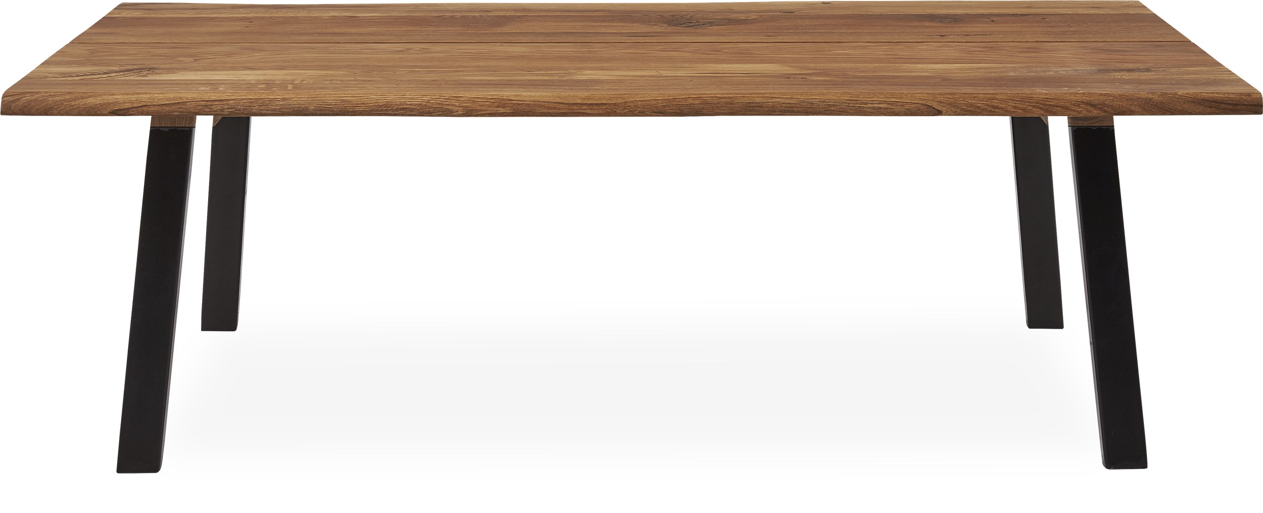 True Soffbord 140 x 45 x 80 cm - Massiv bordsskiva i oljebehandlad ek och ben i svart pulverlackerad metall