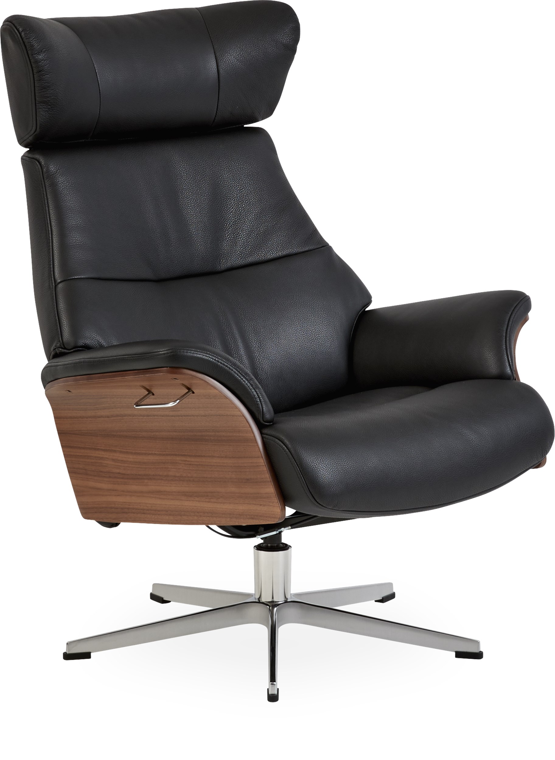 Air Fåtölj - Fantasty 2514-89 black läder, armrest in walnut och fot i aluminium