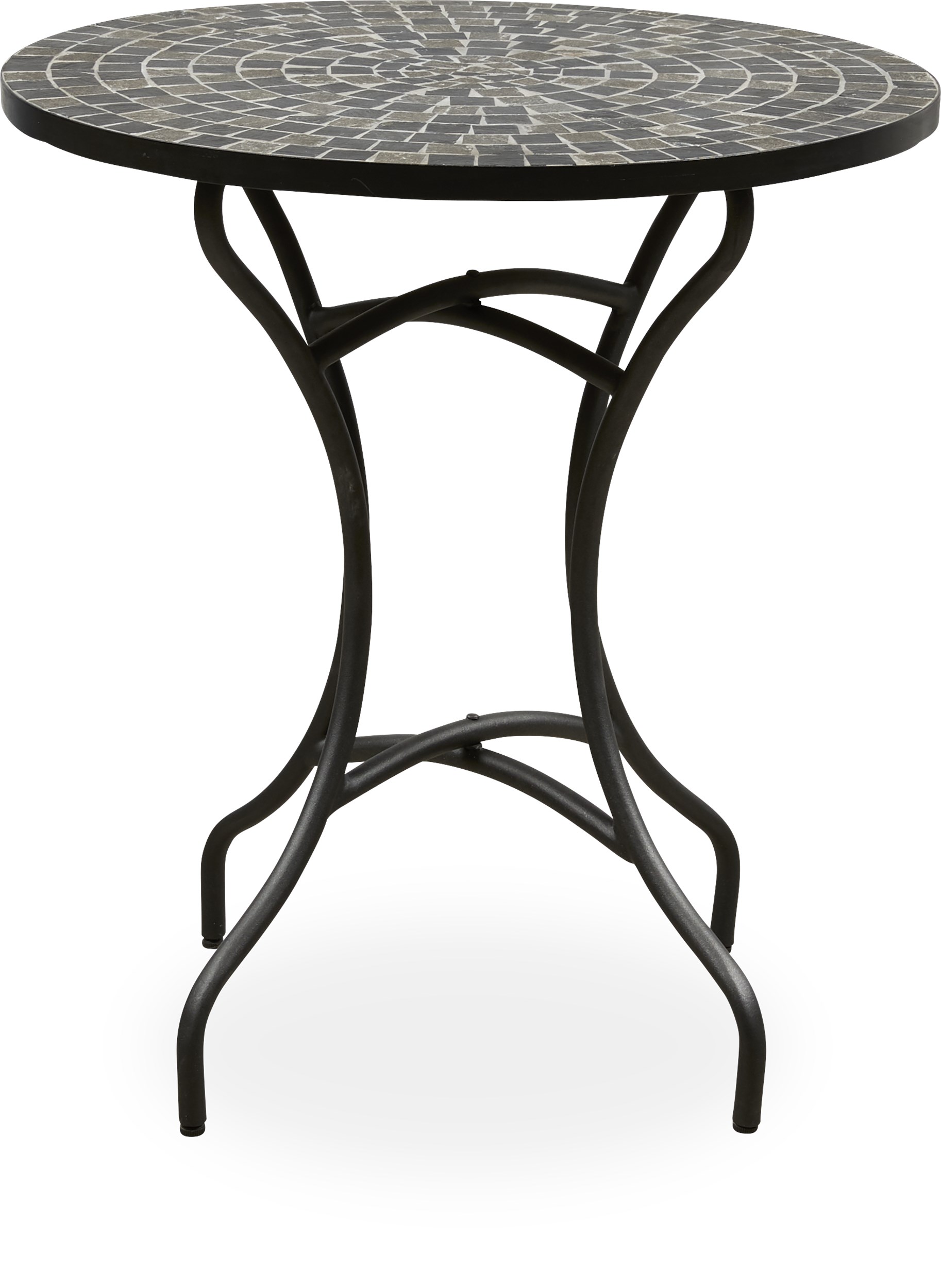 Korsika Cafébord - Bordsskiva i svart/grå mosaik och ben i matt, svart, galvaniserad metall