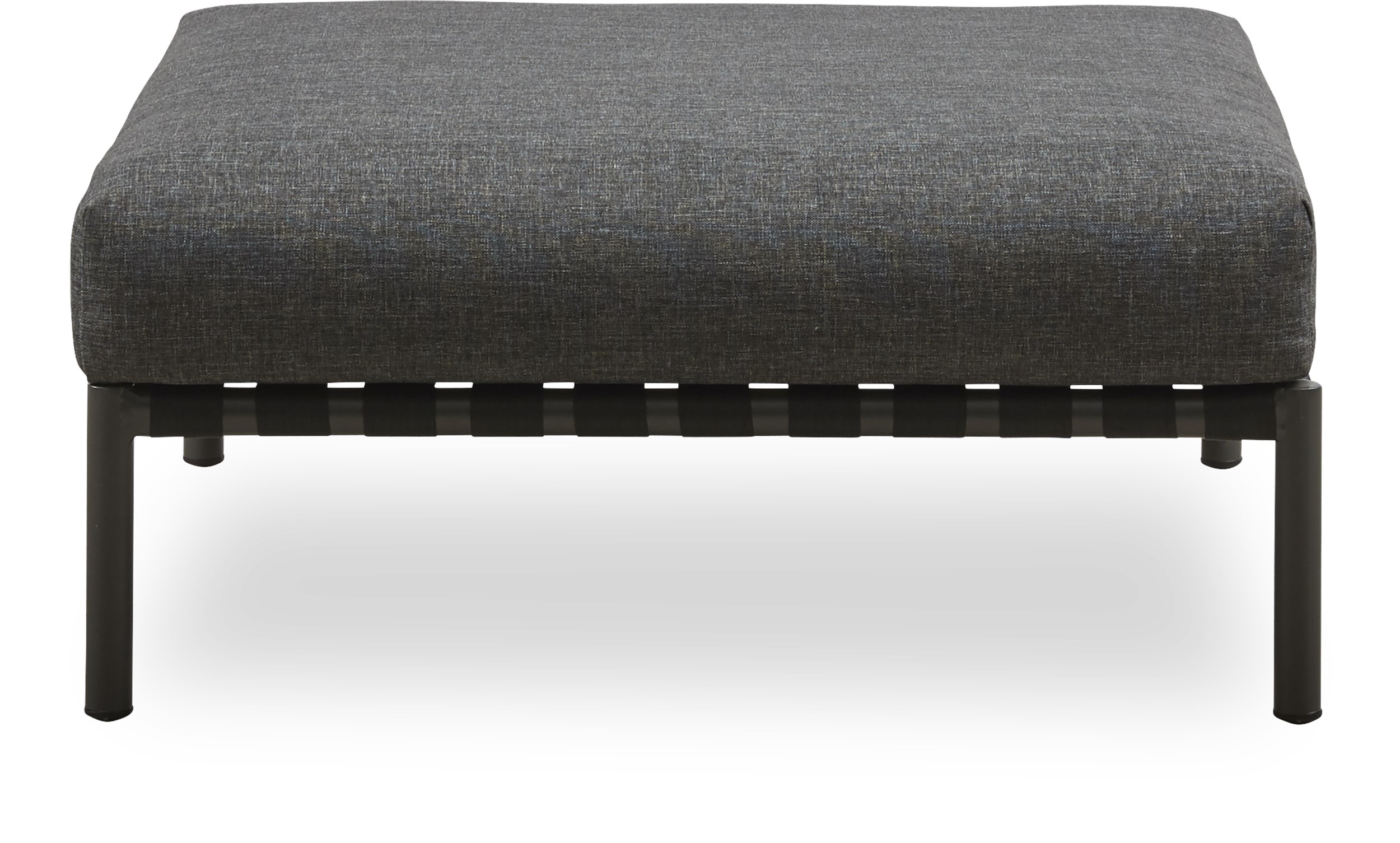 Horizon Lounge puff - Sits med flätade band i polyester, stomme i aluminium och kudde i mörgrå 190 g olefin