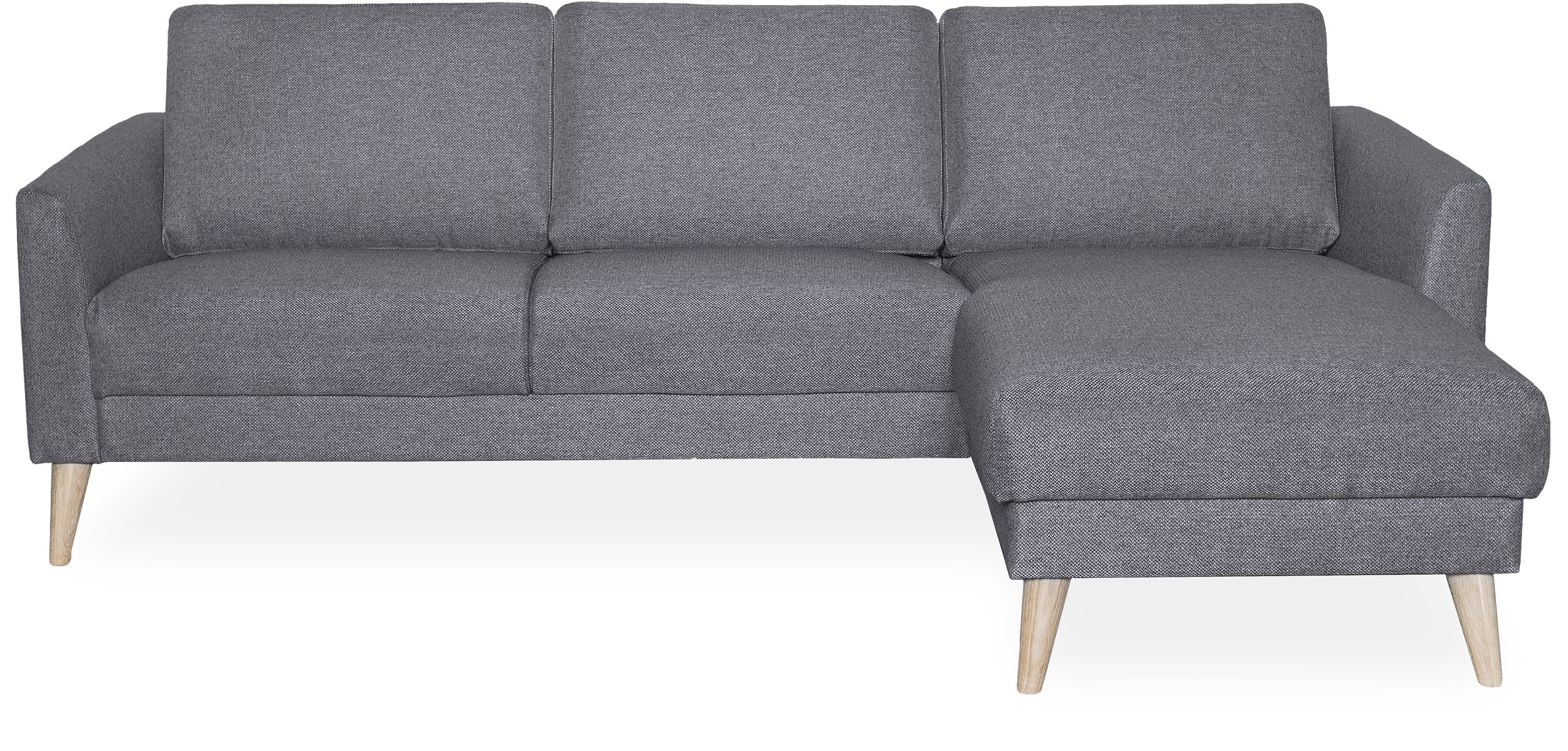 Lotus högervänd soffa med schäslong - Golf Grey textil och ben i vitoljad ek