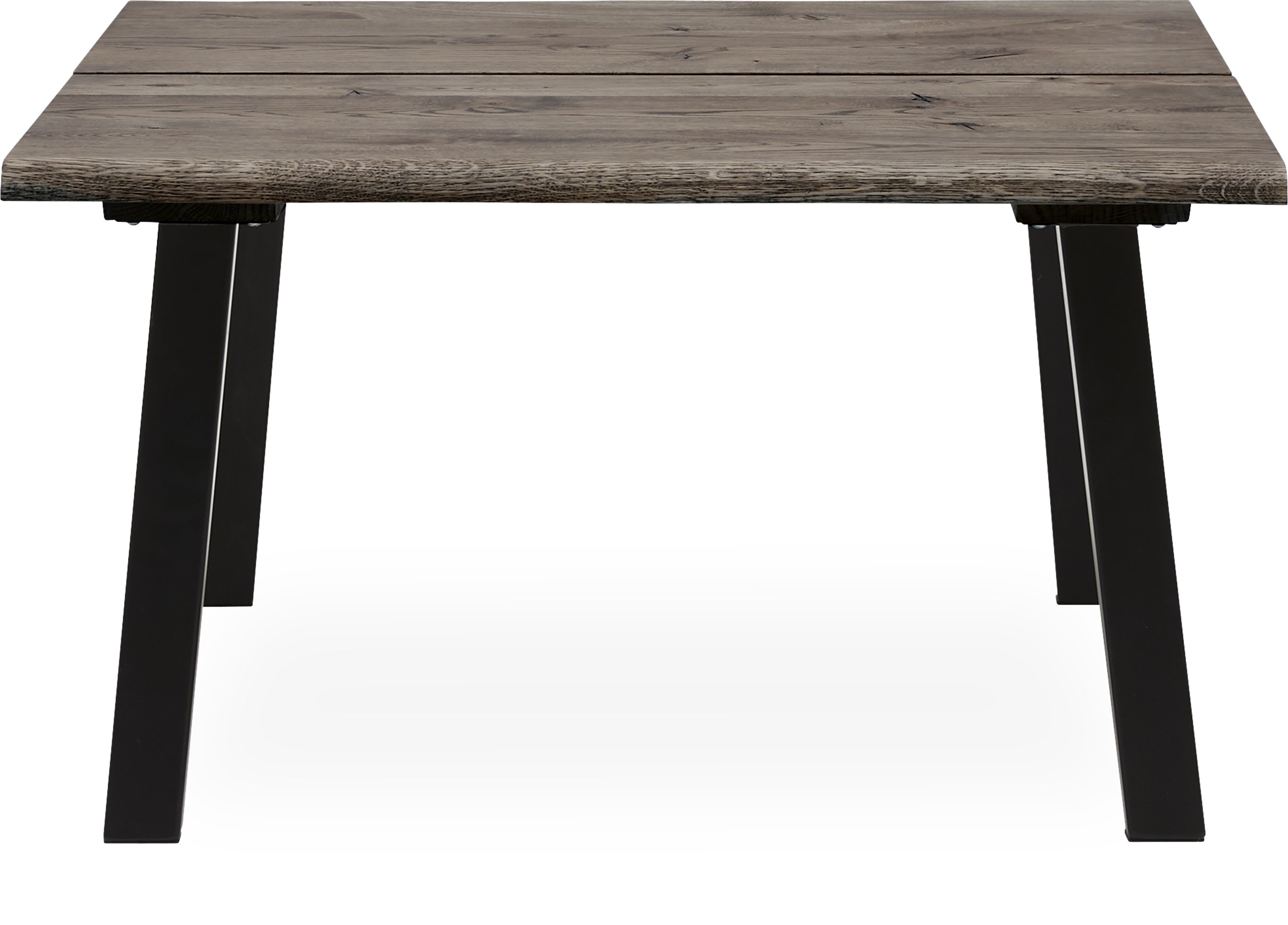 True Soffbord 80 x 45 x 80 cm - Bordsskiva i rökfärgad ek och ben i svart pulverlackerad metall