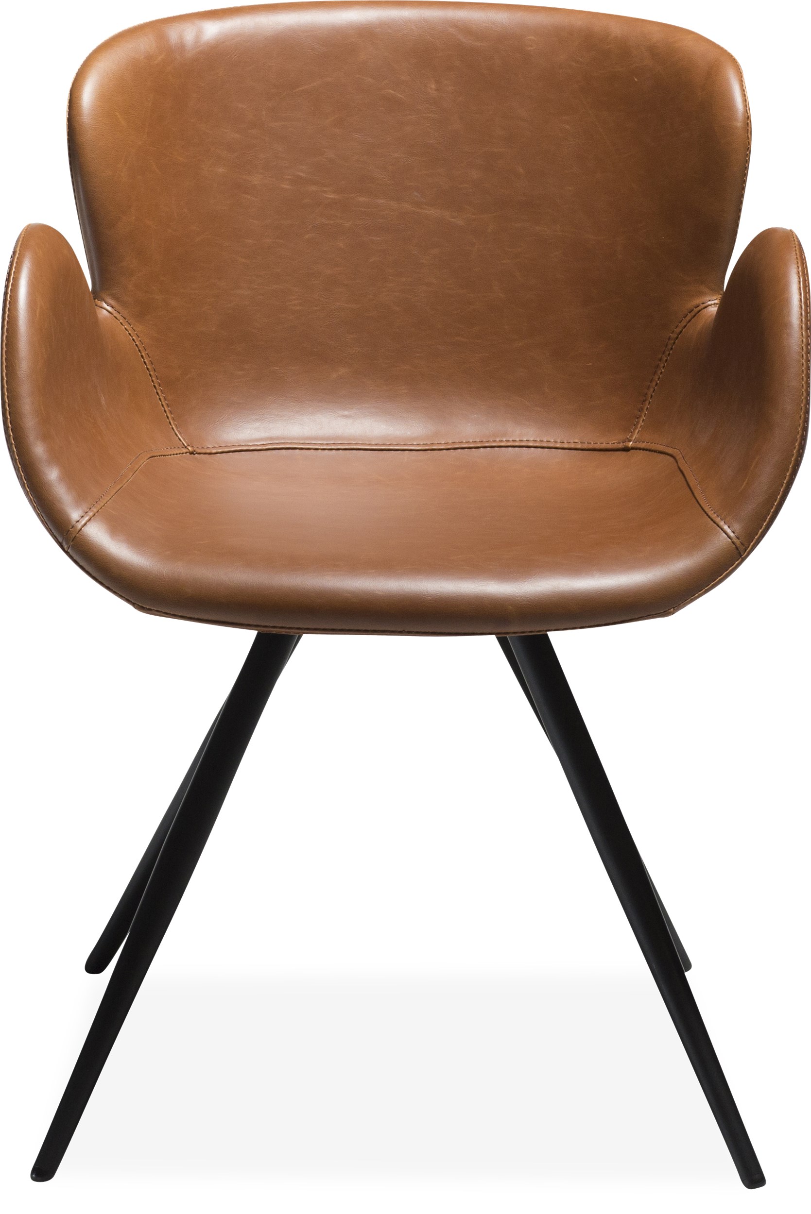 Deia matstol - Sits i vintage ljusbrunt konstläder och ben i svartlackerad metall