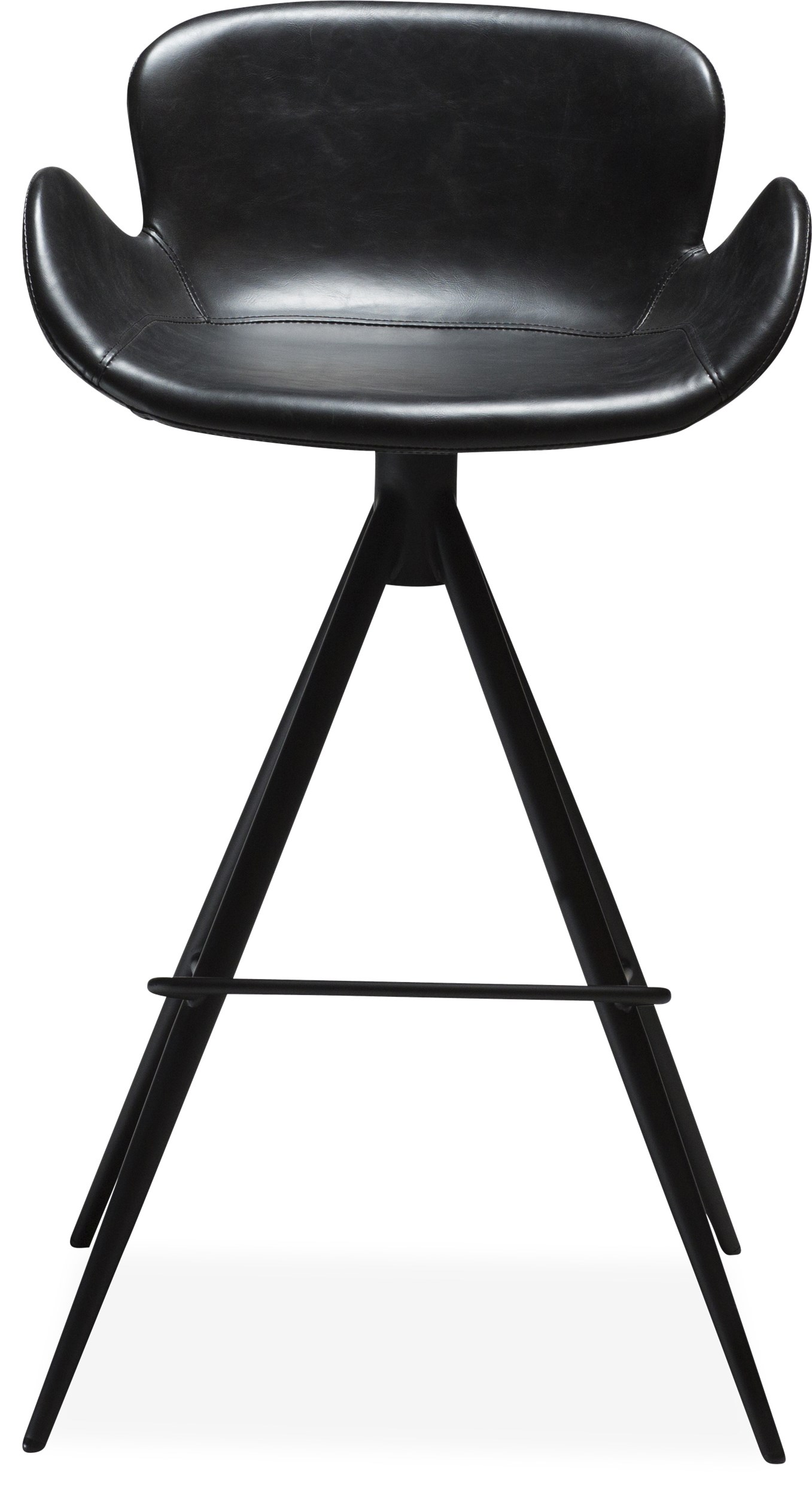 Deia Barstol - sits i svart vintage konstläder och runda ben i svartlackerad metall