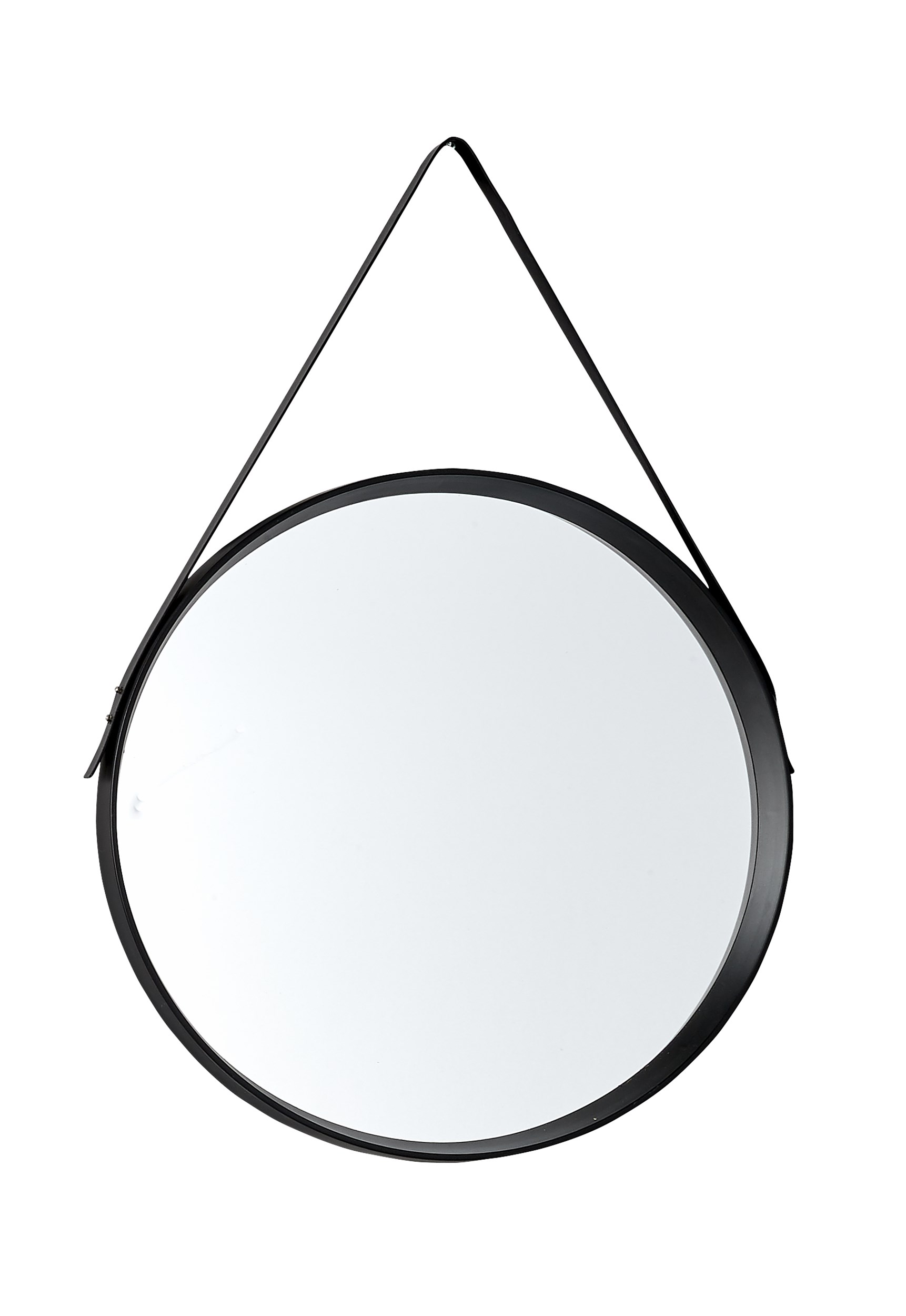 Noma spegel 50 cm - Ram i svart plast och svart rem i konstläder