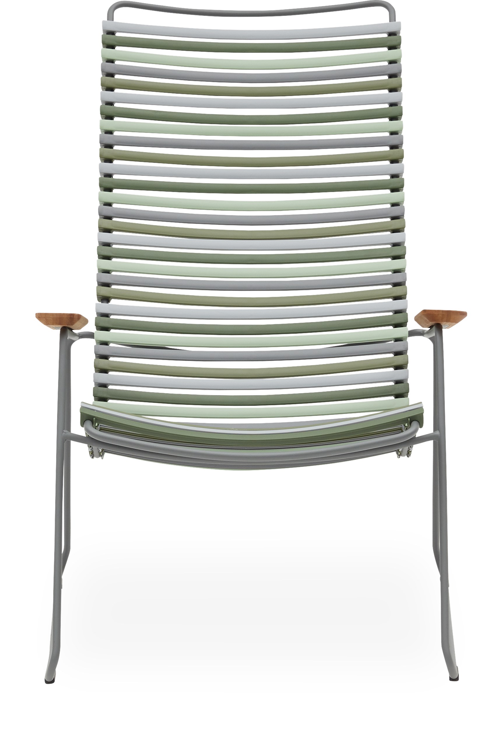 Click Lounge vilostol - Gröna multicolour-nyanser fv 95, stomme i stålgrå metall och armstöd i bambu