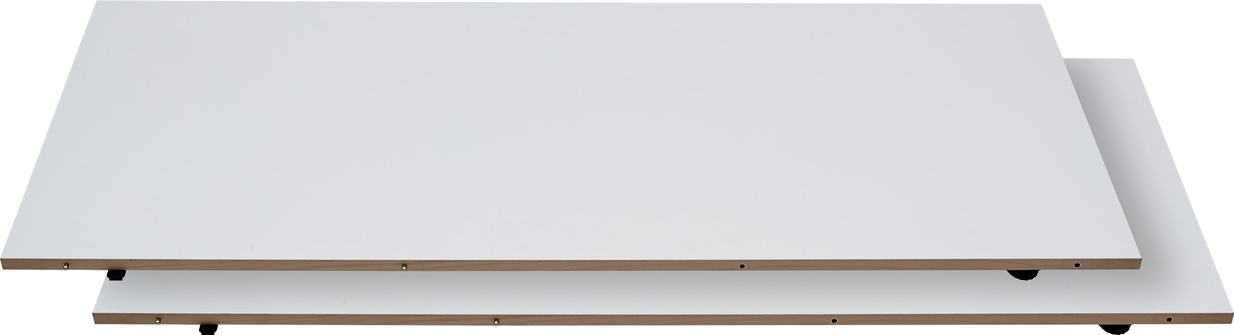 Besalu Iläggsplatta 49 x 130 cm - Vit melamin, kant i vitpigmenterad lackerad ek och 2 st