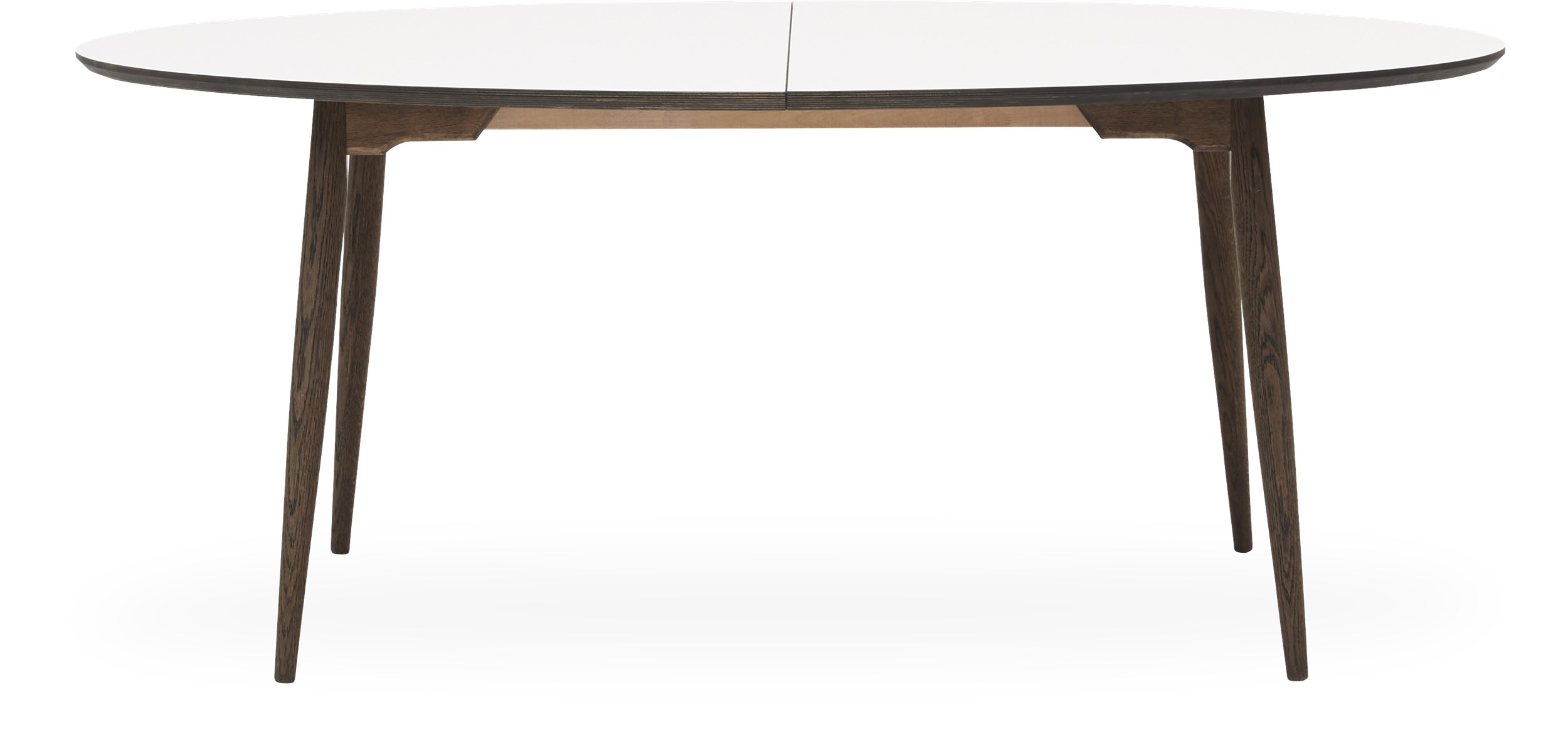 Haslev 7-H Matbord 180 x 105 x 74 cm - Topp i vit laminat, kant i mörk, gråoljad plywood och ben i mörk, gråoljad, massiv ek
