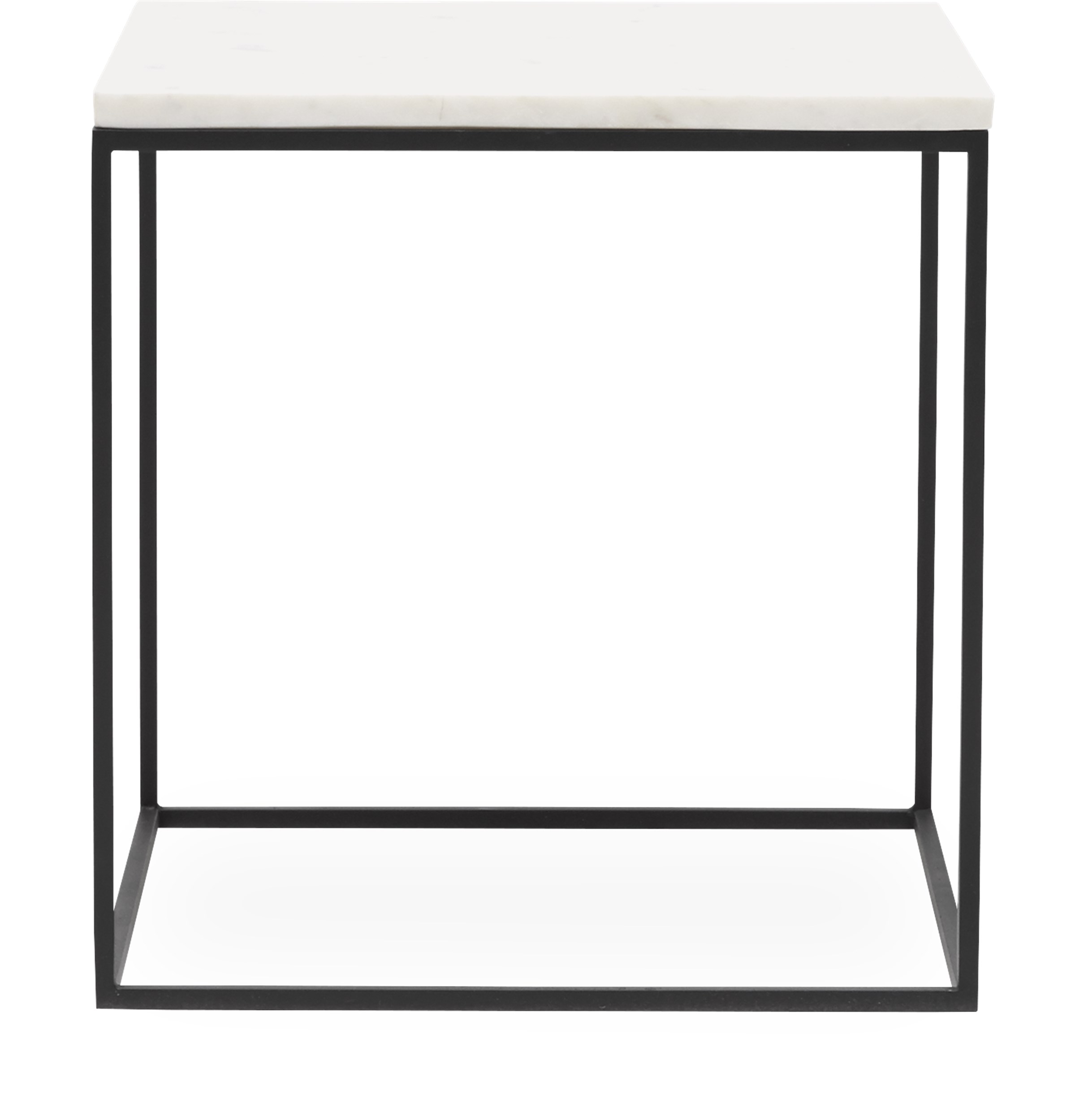 Square Soffbord 40 x 41,6 x 40 cm - Bordsskiva i vit marmor och stomme i svartlackerad metall