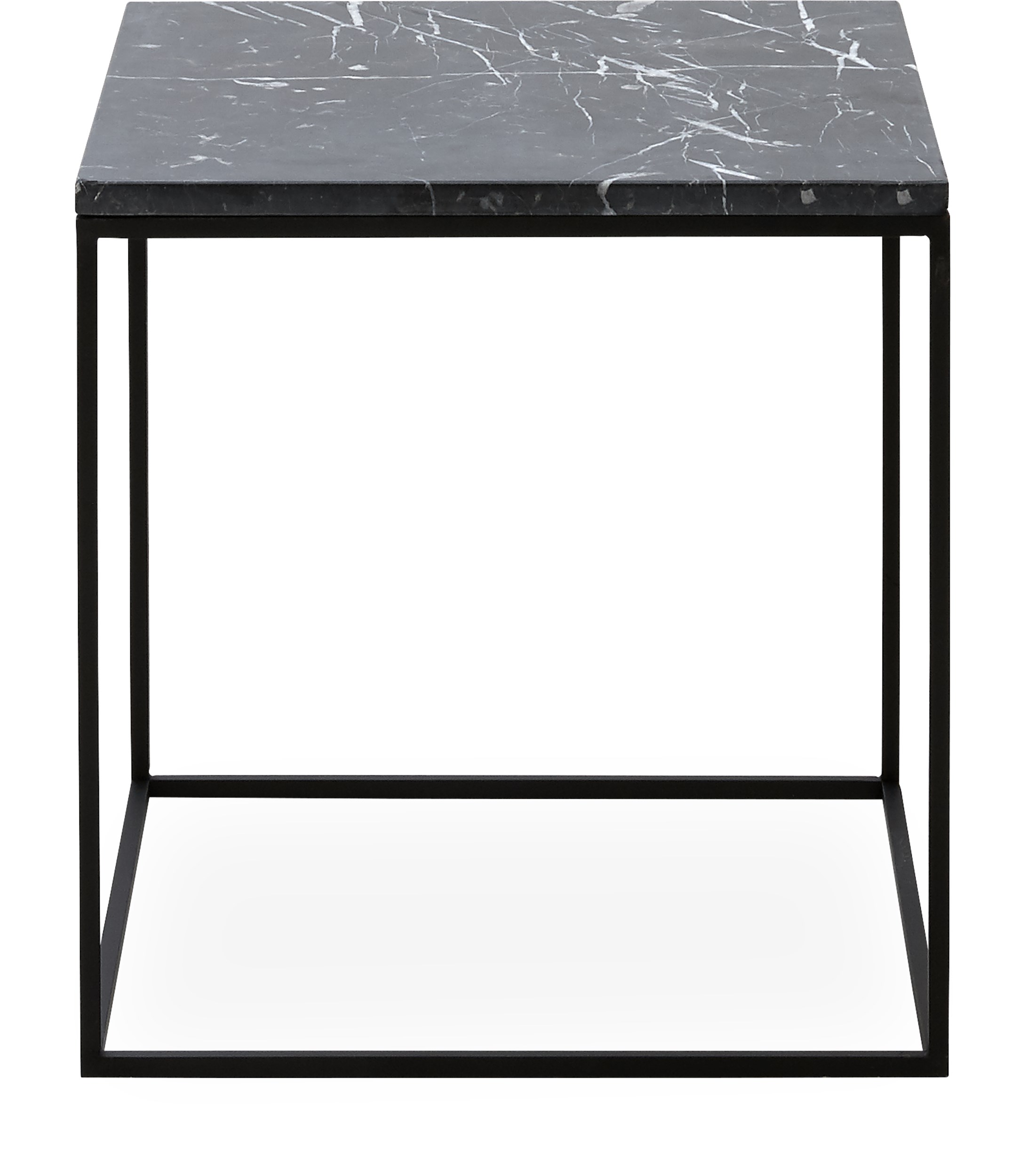Square Soffbord 40 x 41,6 x 40 cm - Bordsskiva i svart marmor och stomme i svartlackerad metall