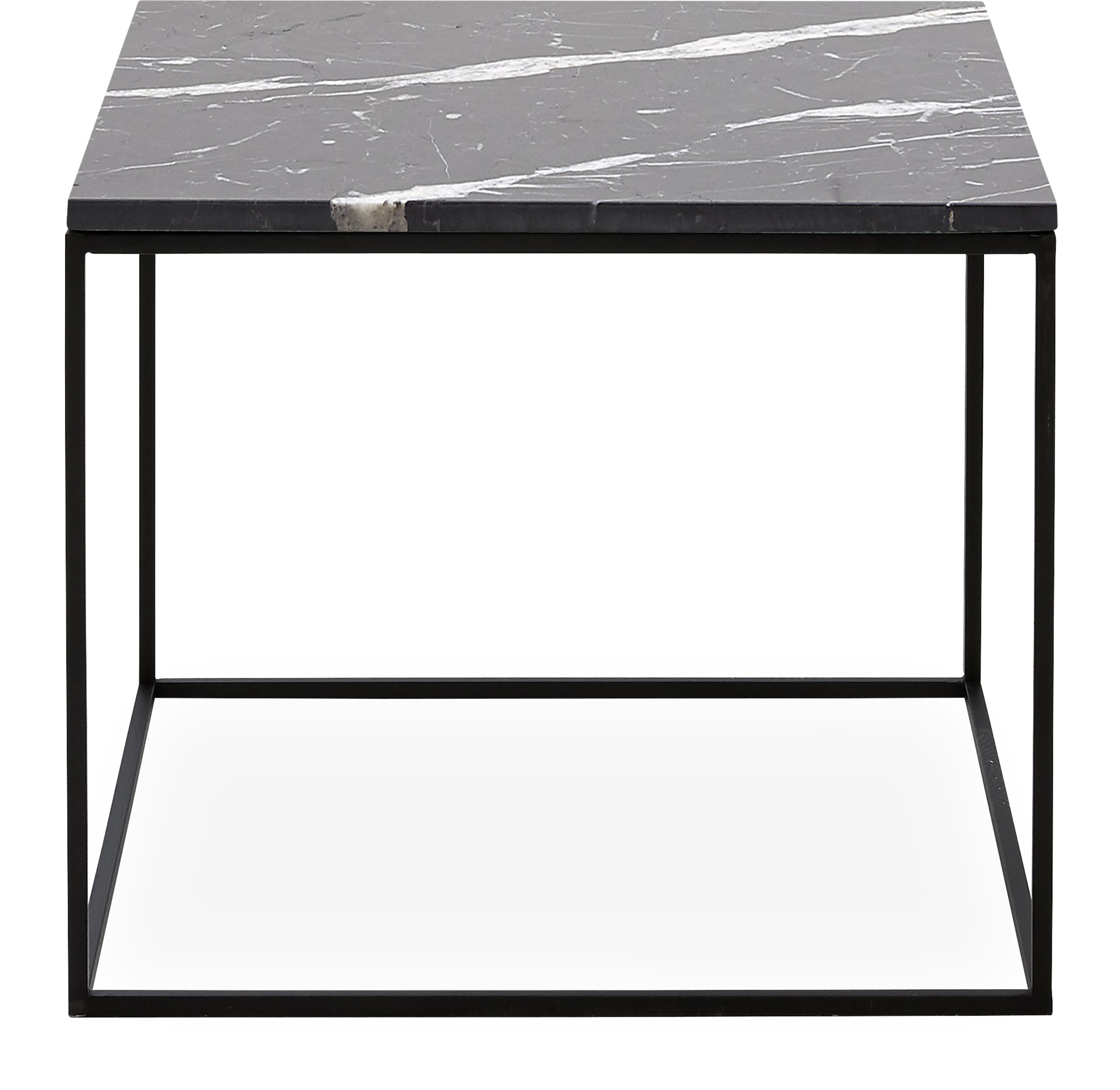 Square Soffbord 50 x 41,6 x 50 cm - Bordsskiva i svart marmor och stomme i svartlackerad metall
