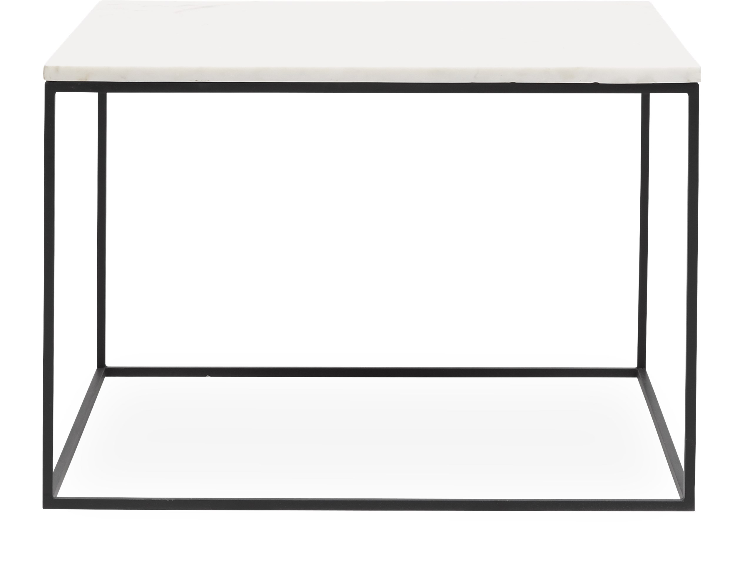 Square Soffbord 60 x 41,6 x 60 cm - Bordsskiva i vit marmor och stomme i svartlackerad metall