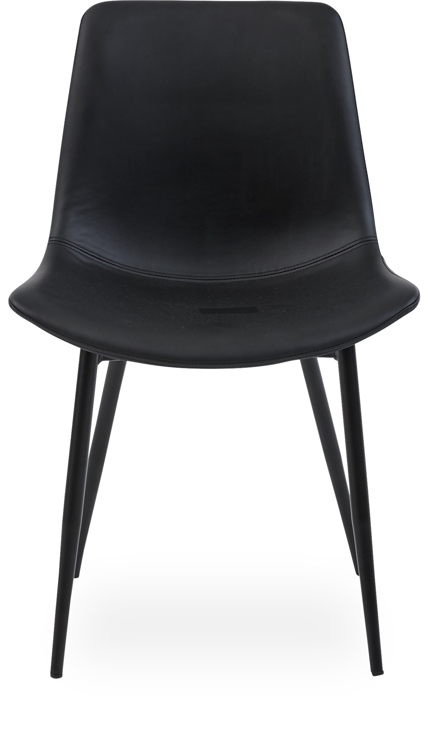 Carolina matstol - Sits i svart läder och ben i svart pulverlackerat stål