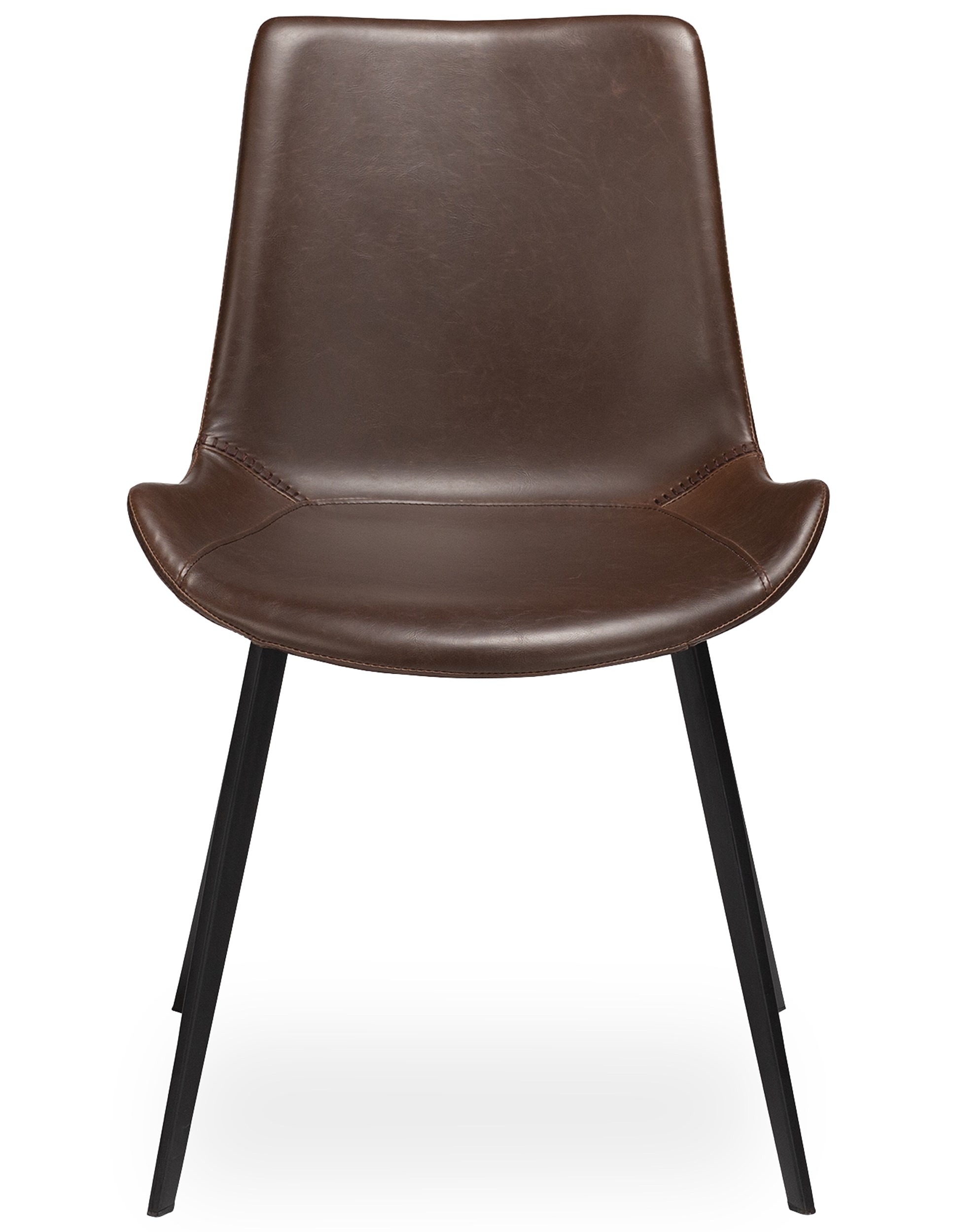 Hype matstol - Sits i vintage cocoa konstläder och ben i svartlackerad metall