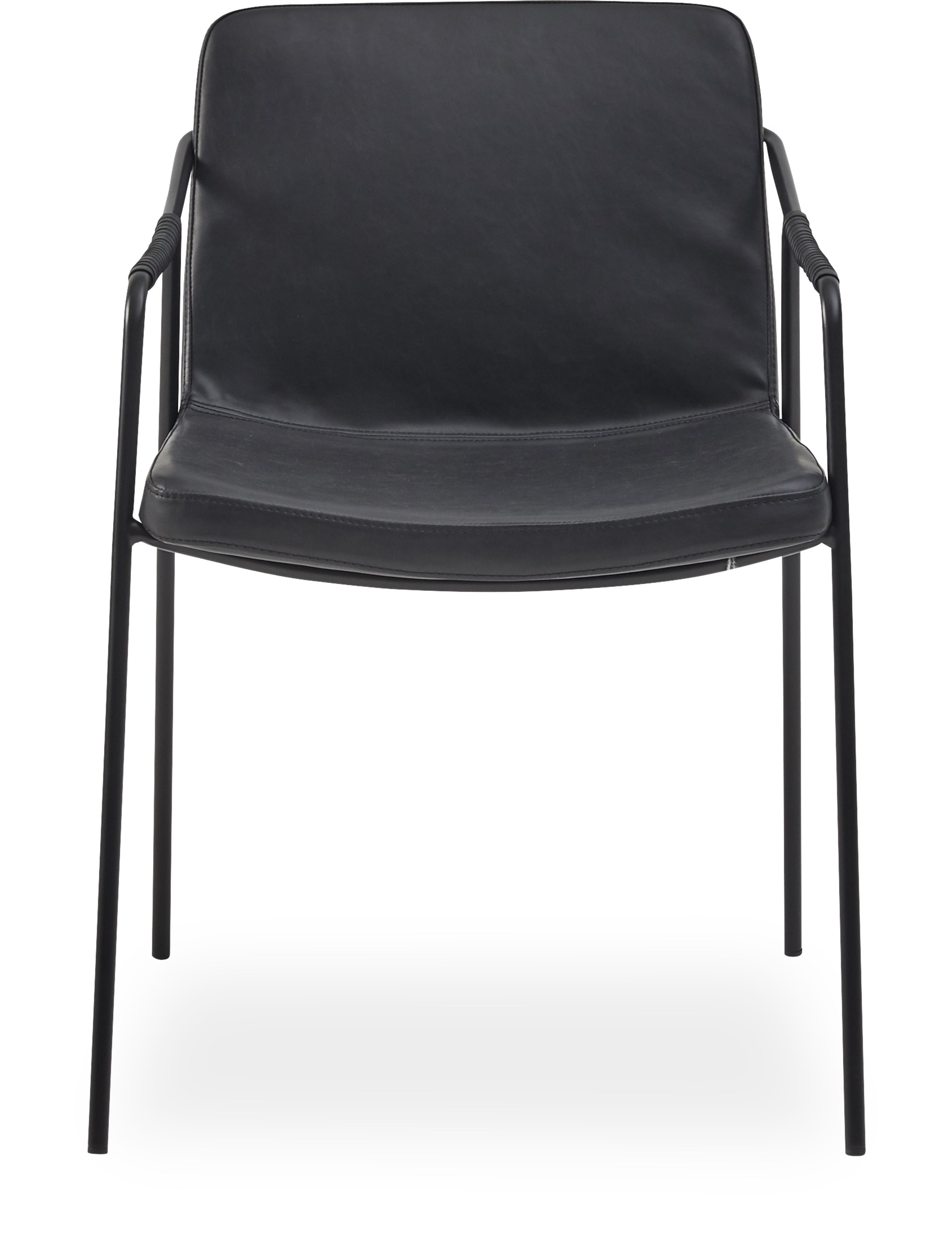Bota matstol - Sits i vintage grått konstläder och ben i svartlackerad metall