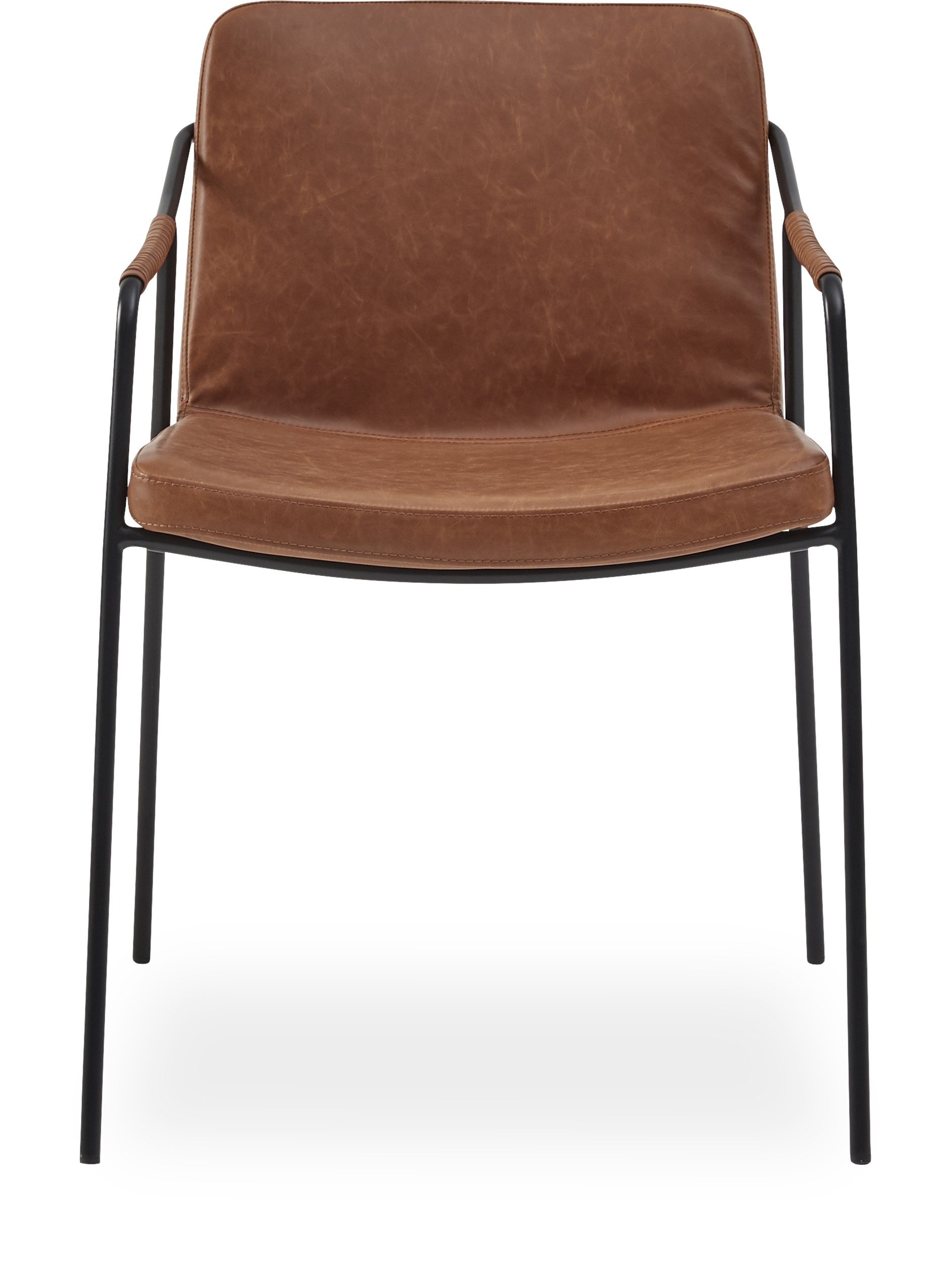Bota matstol - Sits i vintage ljusbrunt konstläder och ben i svartlackerad metall