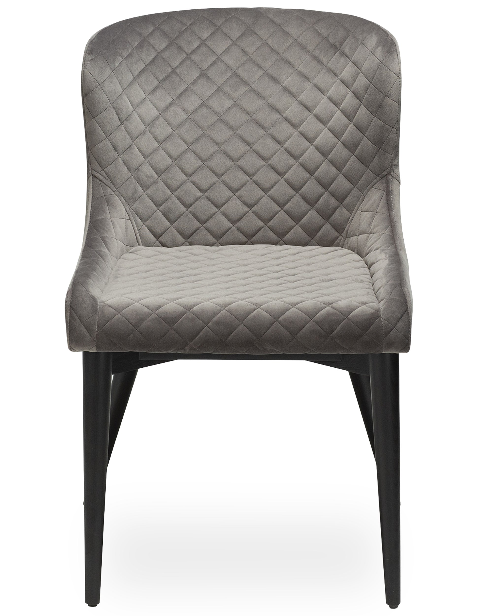 Vetro matstol - Sits i aluminiumfärgad sammet och ben i svartmålad, massiv ek