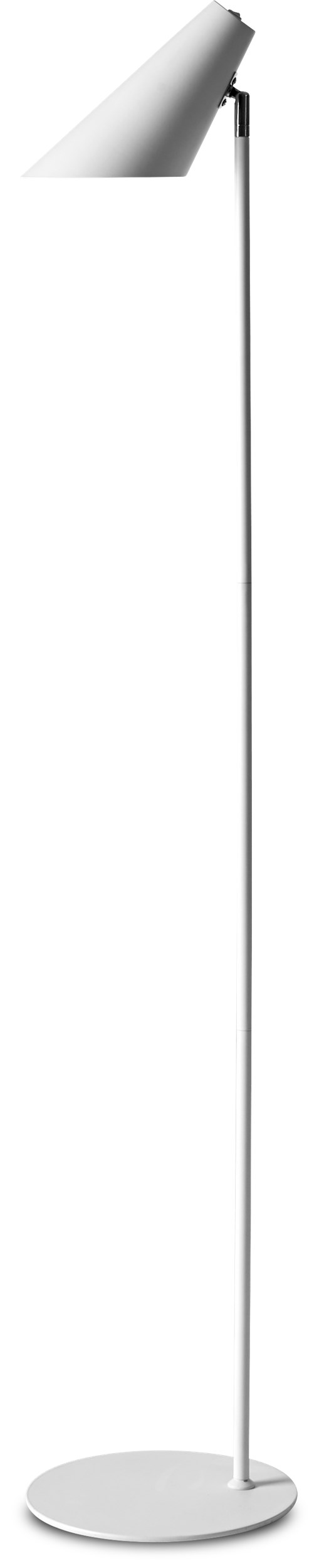 Cale Golvlampa 135 x 15,5 cm - Vit metallskärm/bas, stång i vitt/krom och vit textilsladd