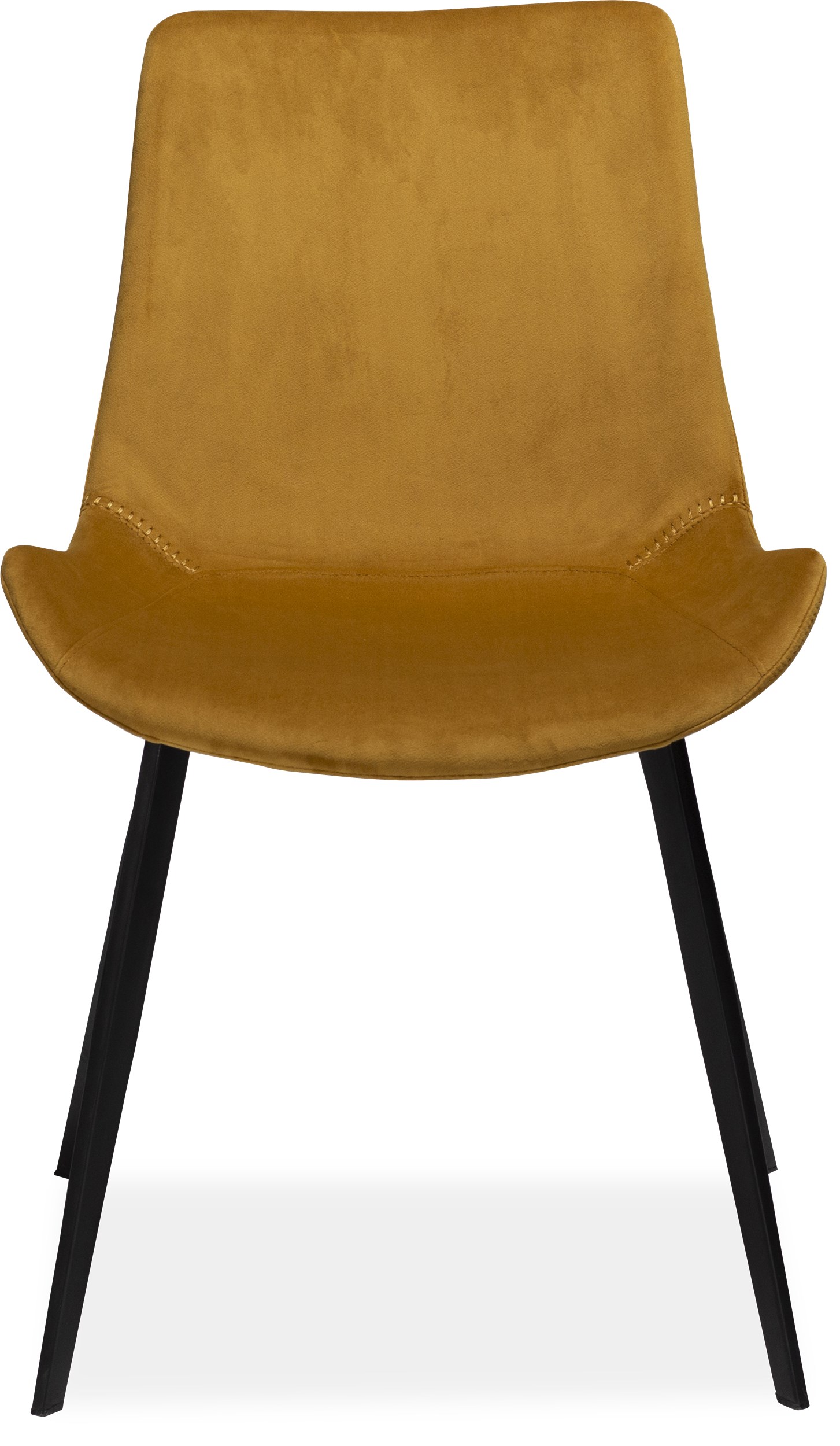 Hype matstol - Sits i mustard yellow velour och ben i svartlackerad metall