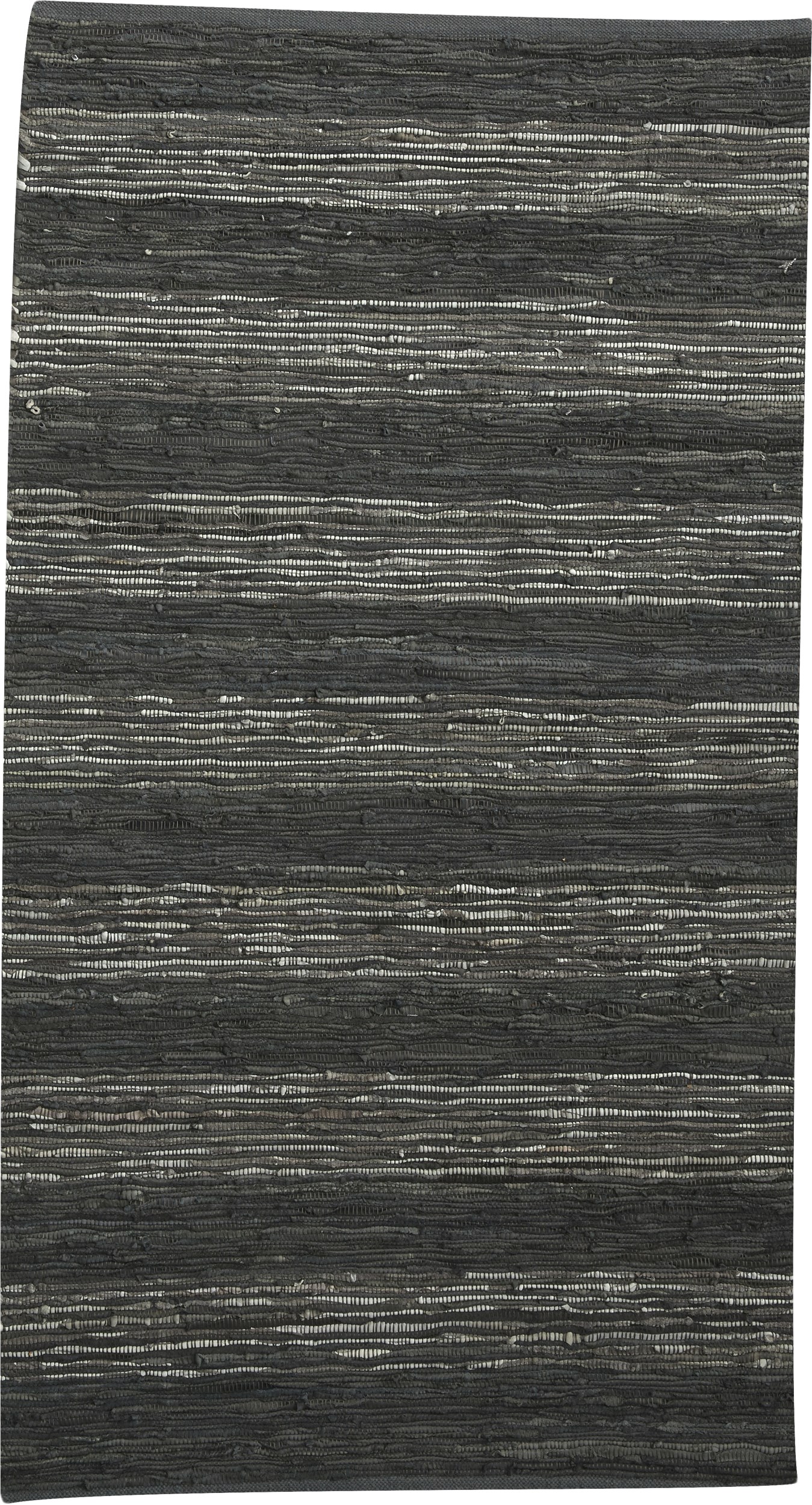 Callis Stripe Gångmatta 80 x 150 cm - Mörkgrå/ljusgrå vävd mocka och randigt mönster