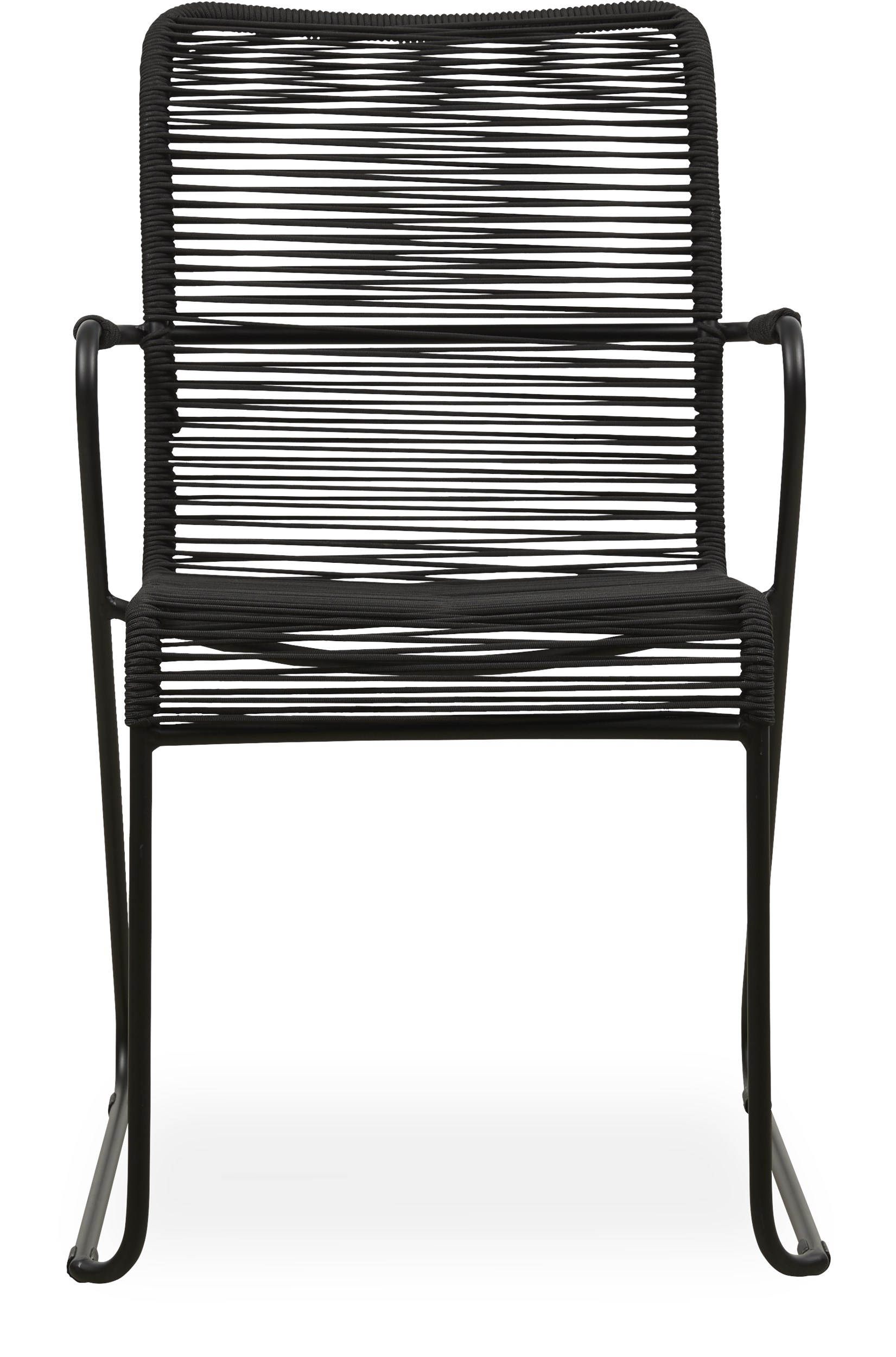 Branco Trädgårdsstol - Stolsrygg i svart rep och stomme i svartmålad stål