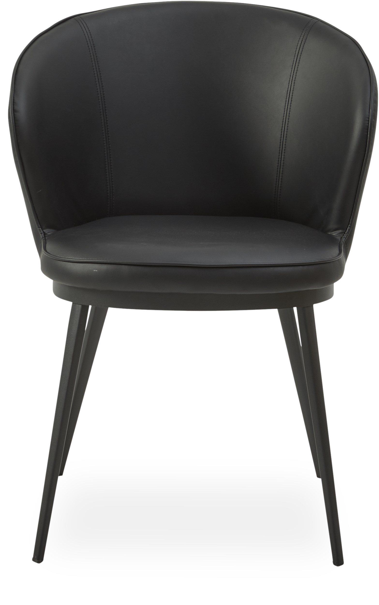 Gain matstol - Sits i svart konstläder och ben i svart pulverlackerad metall
