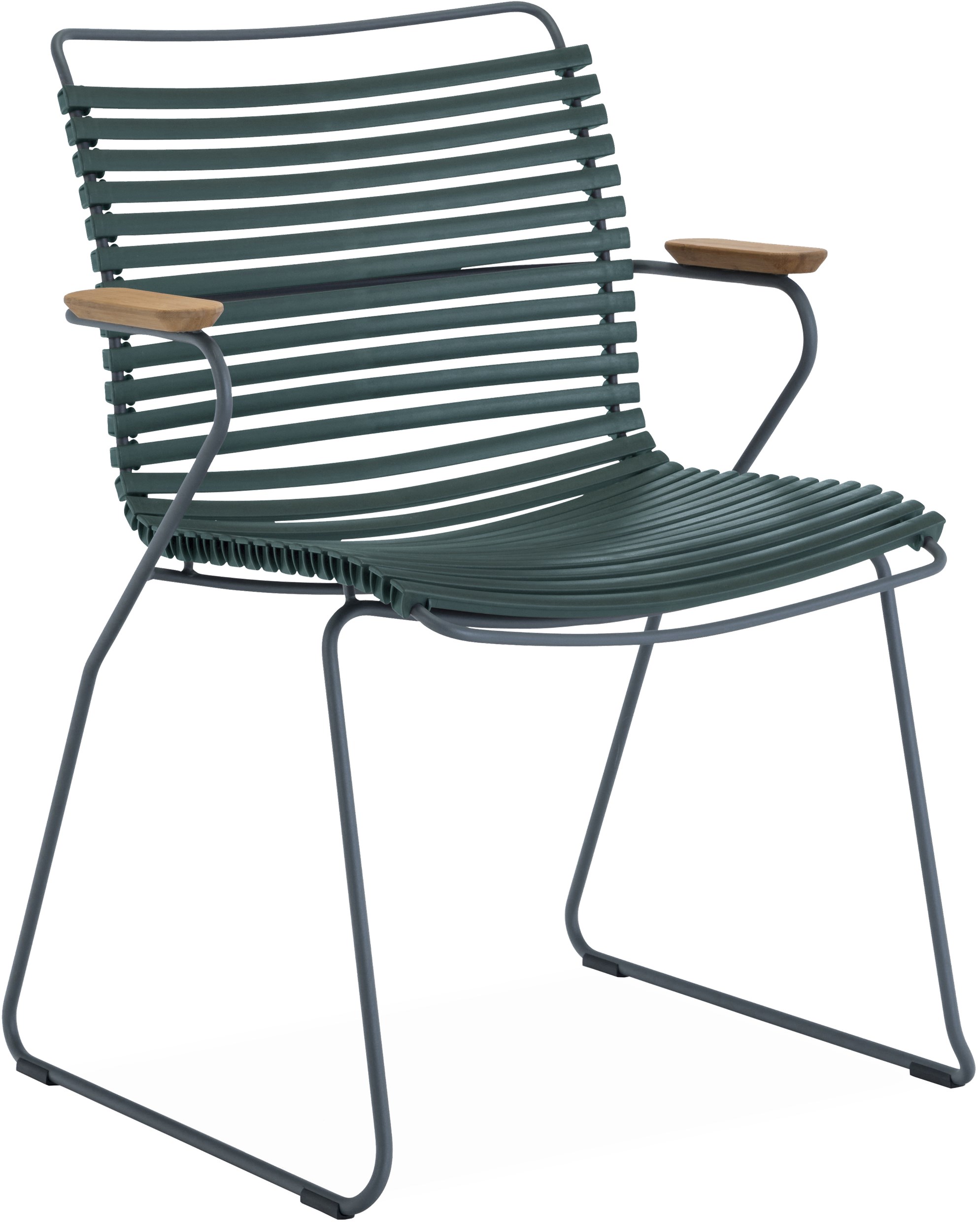 Click Trädgårdsstol - stomme i stålgrå metall och armstöd i bambu