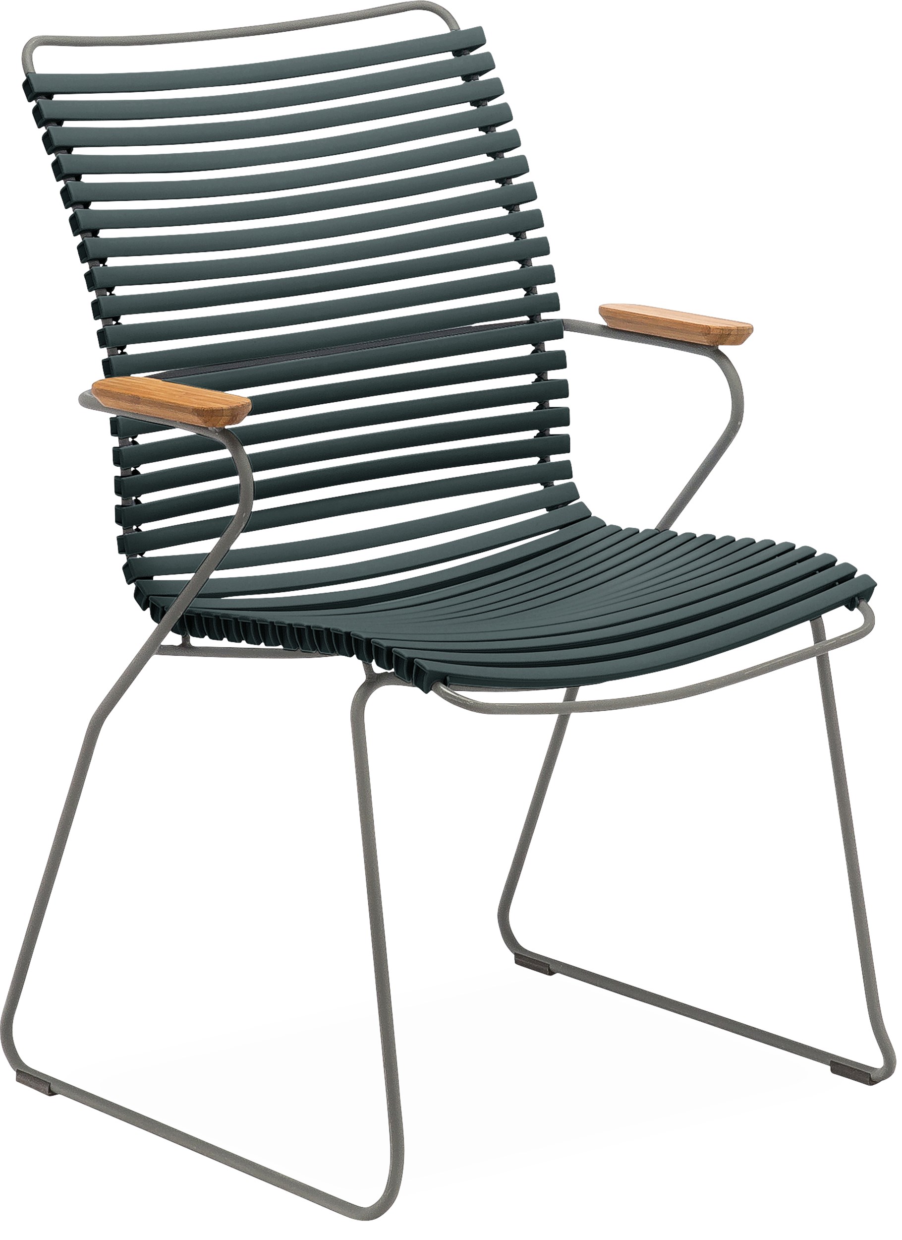 Click high Trädgårdsstol - stomme i stålgrå metall och armstöd i bambu