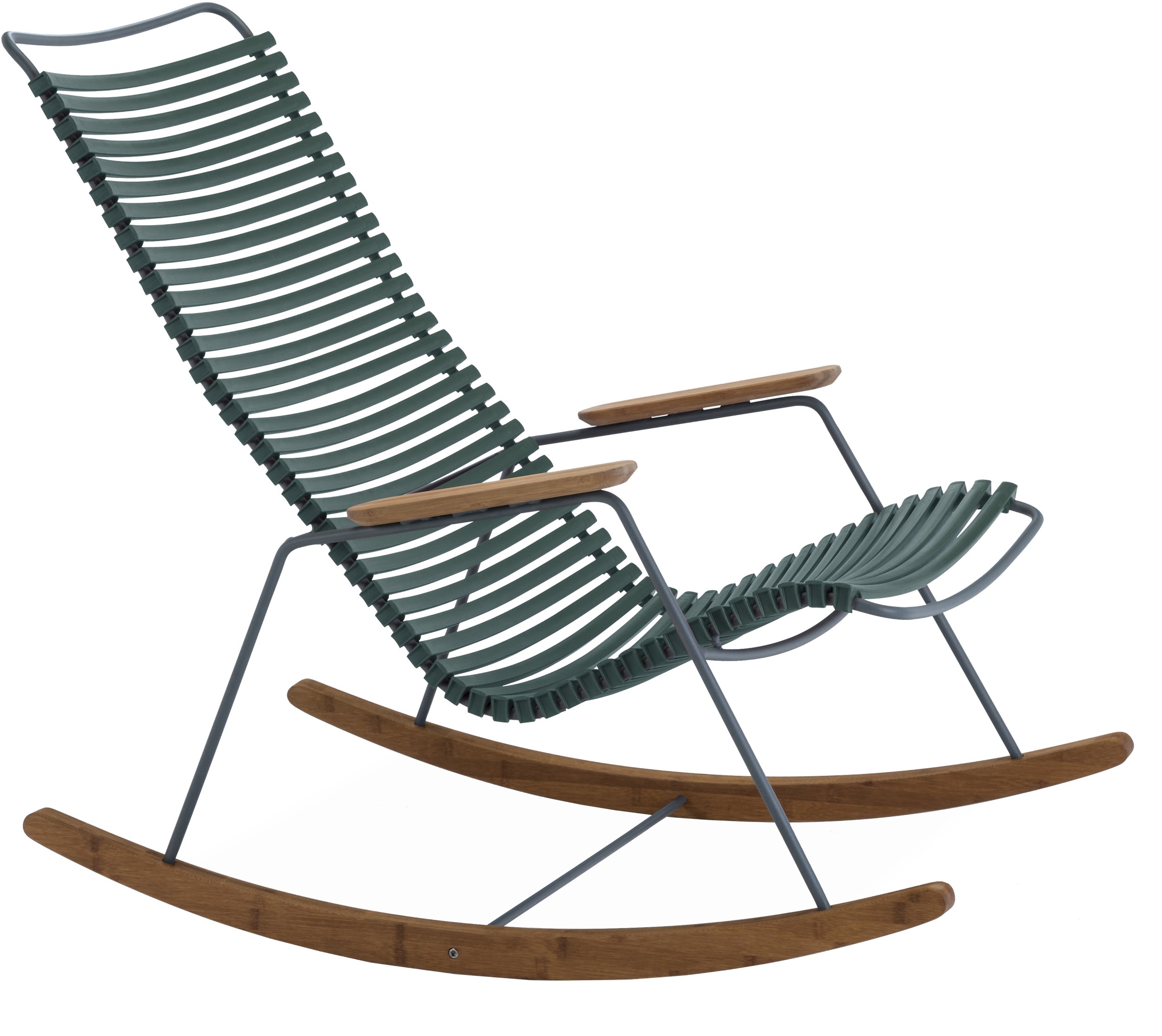 Click trädgårdsgungstol - stomme i stålgrå metall och armstöd i bambu