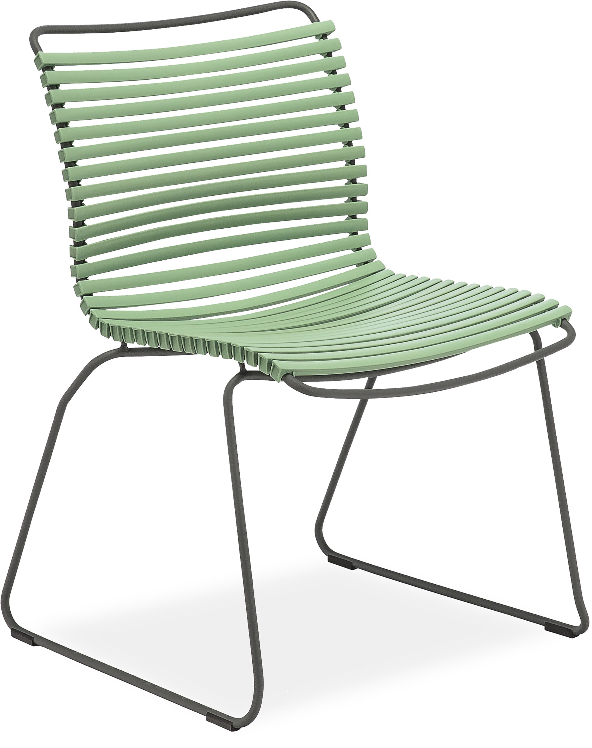 Click Trädgårdsstol - Matta gröna plastlameller fv 76 och stomme i stålgrå metall