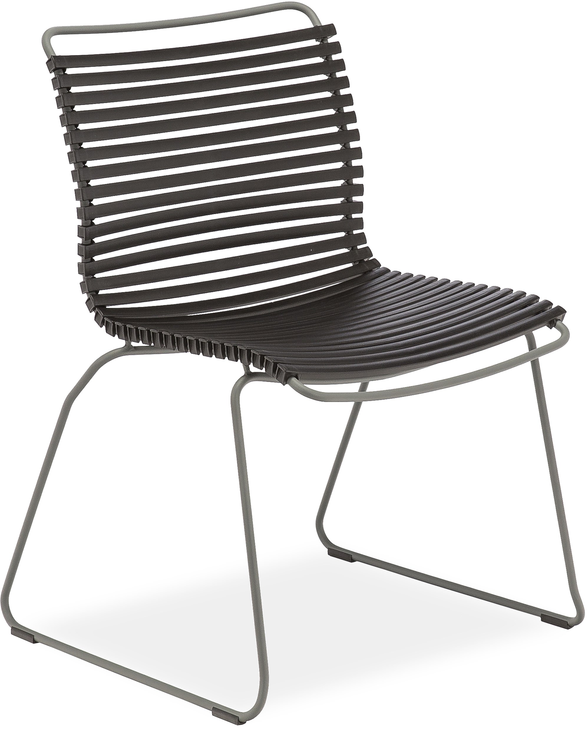 Click Trädgårdsstol - Svarta plastlameller fv 20 och stomme i stålgrå metall
