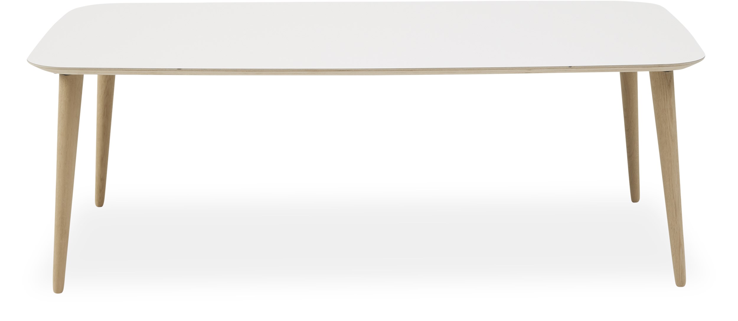 Norton Soffbord 68 x 45 x 128 cm - Ovandel i vitt KER-laminat, kryssfaner och ben i obehandlad massiv ek