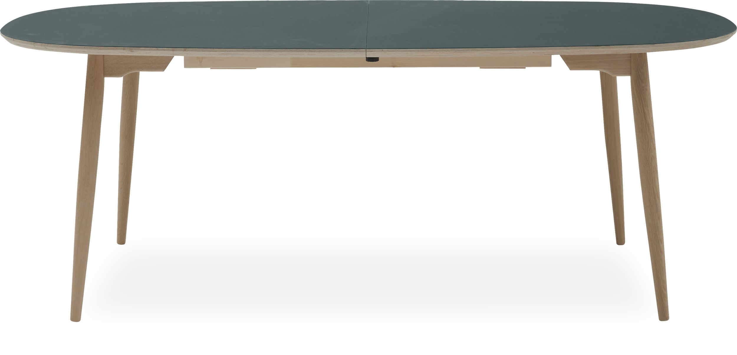Haslev 5-H Matbord 200 x 105 x 74 cm - Ovansida i grönt linoleum, kant i björkkryssfaner och ben i obehandlad ek