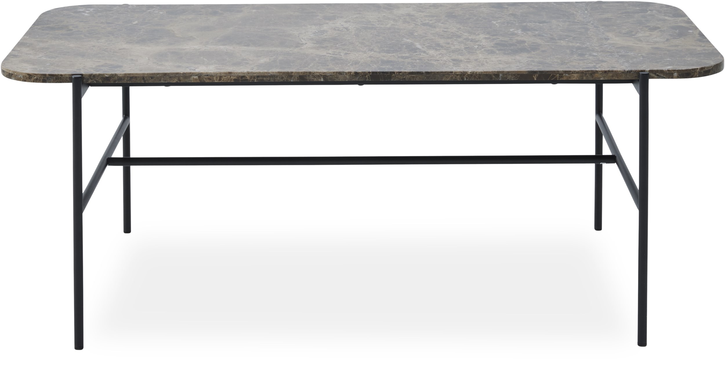 Kora Soffbord 120 x 45 x 60 cm - Ovansida i brun marmor på plywood och stomme i svart pulverlackerad metall