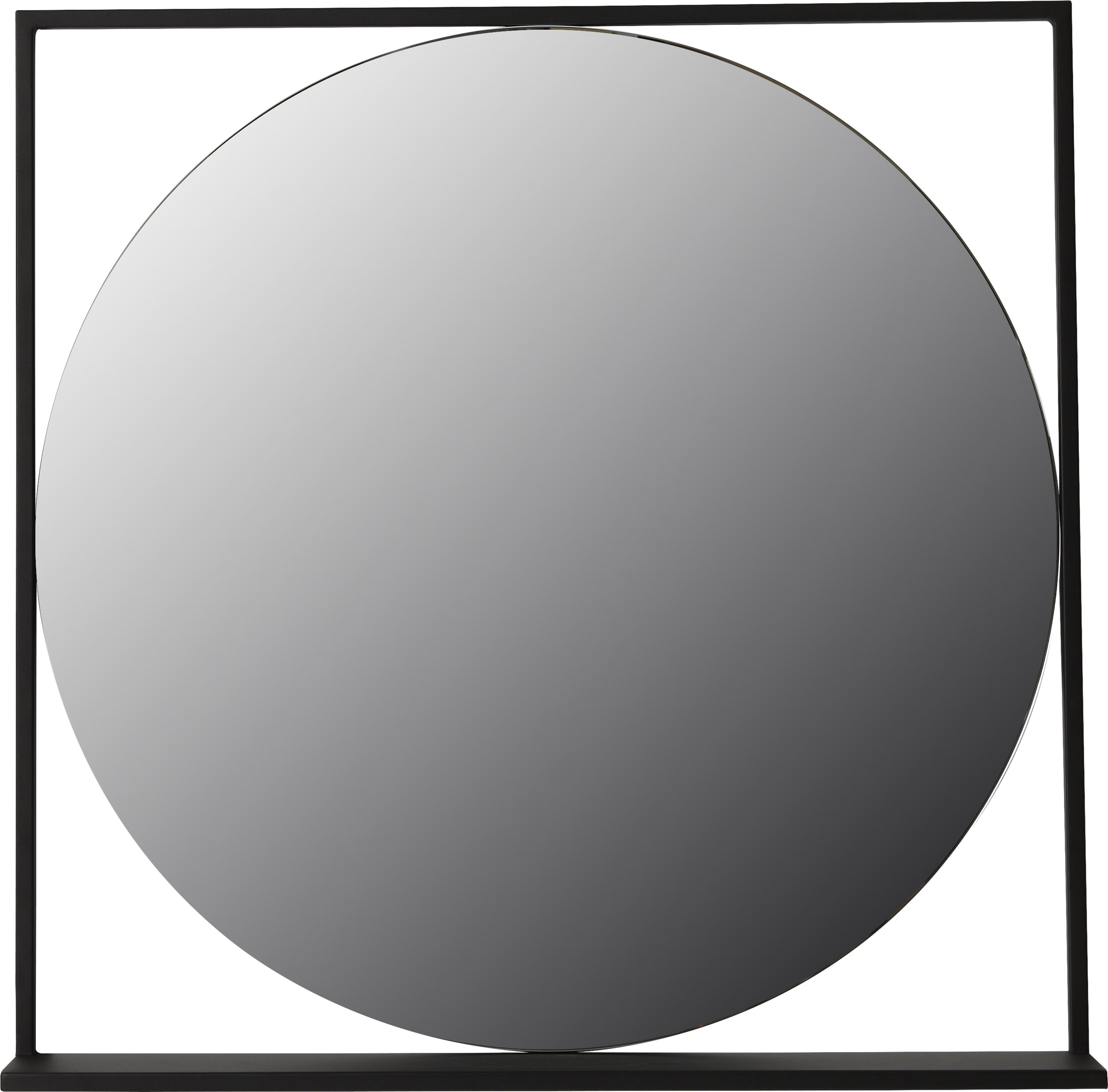 Asgard spegel 80 x 80 x 11 cm - Svart pulverlackerad metall och hylla i svart pulverlackerad metall