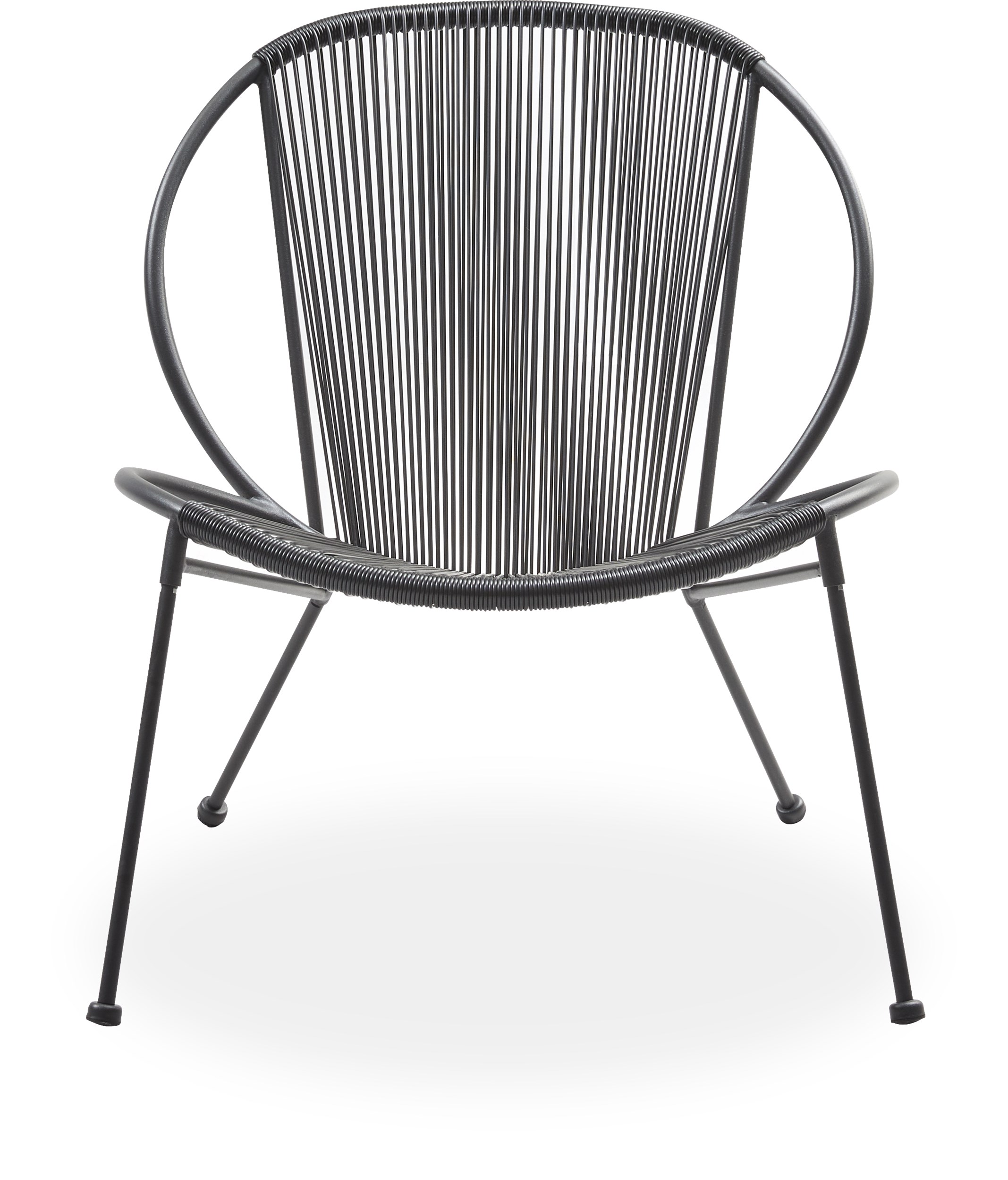 Milana Lounge trädgårdsstol - Sits/rygg i svart plast och stomme i svart pulverlackerad metall
