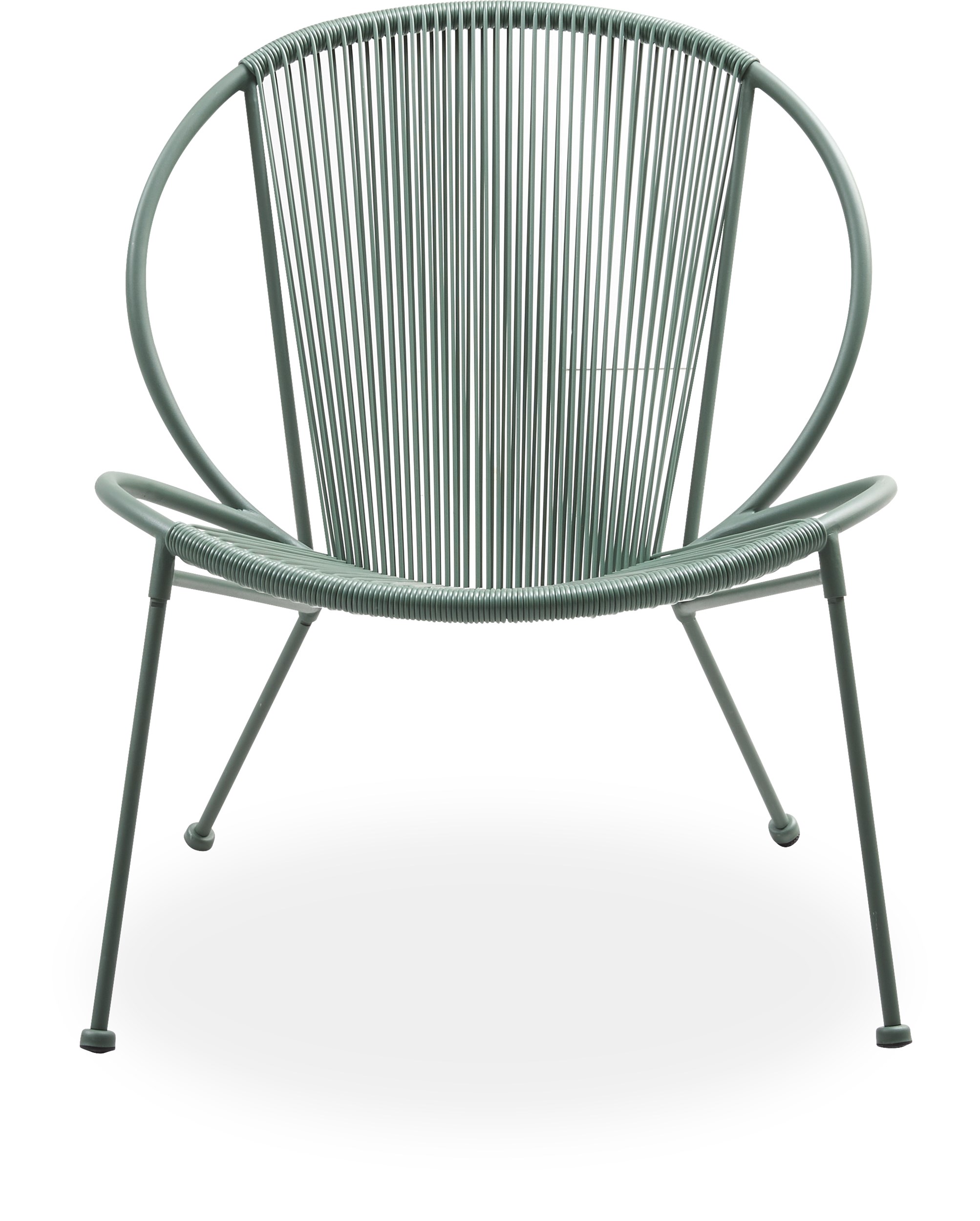 Milana Lounge trädgårdsstol - Sits/rygg i pudergrön plast och stomme i st. grön pulverlackerad metall